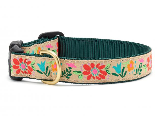 Up Country Tapestry Floral Cast Brass Dog Collar