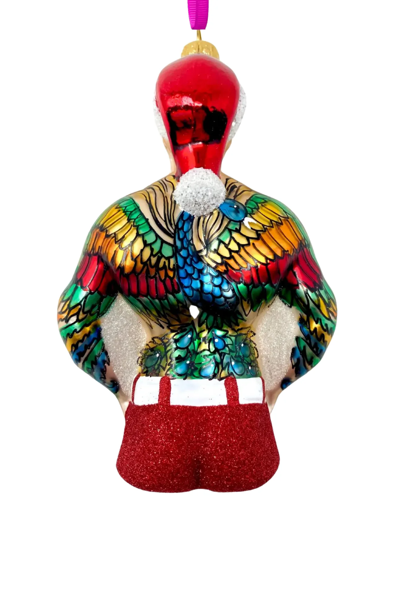 Tattoo Santa Glass Christmas Ornament - Image 2
