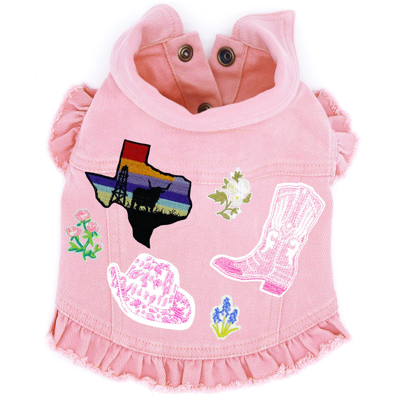 Texas Bluebonnet - Denim Dog Jacket - Image 7