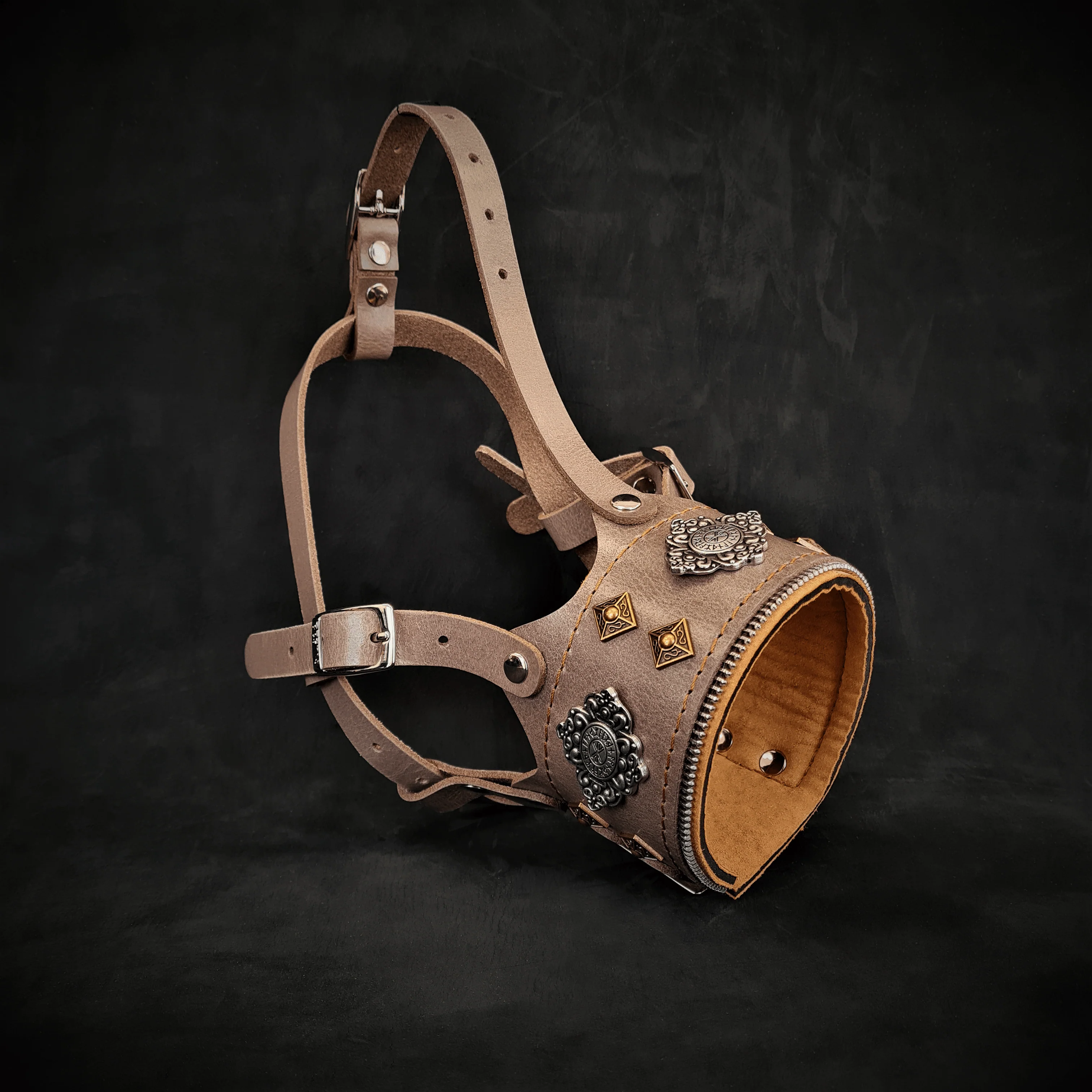 Bestia Dog Gear Genuine Leather Muzzles - Grey