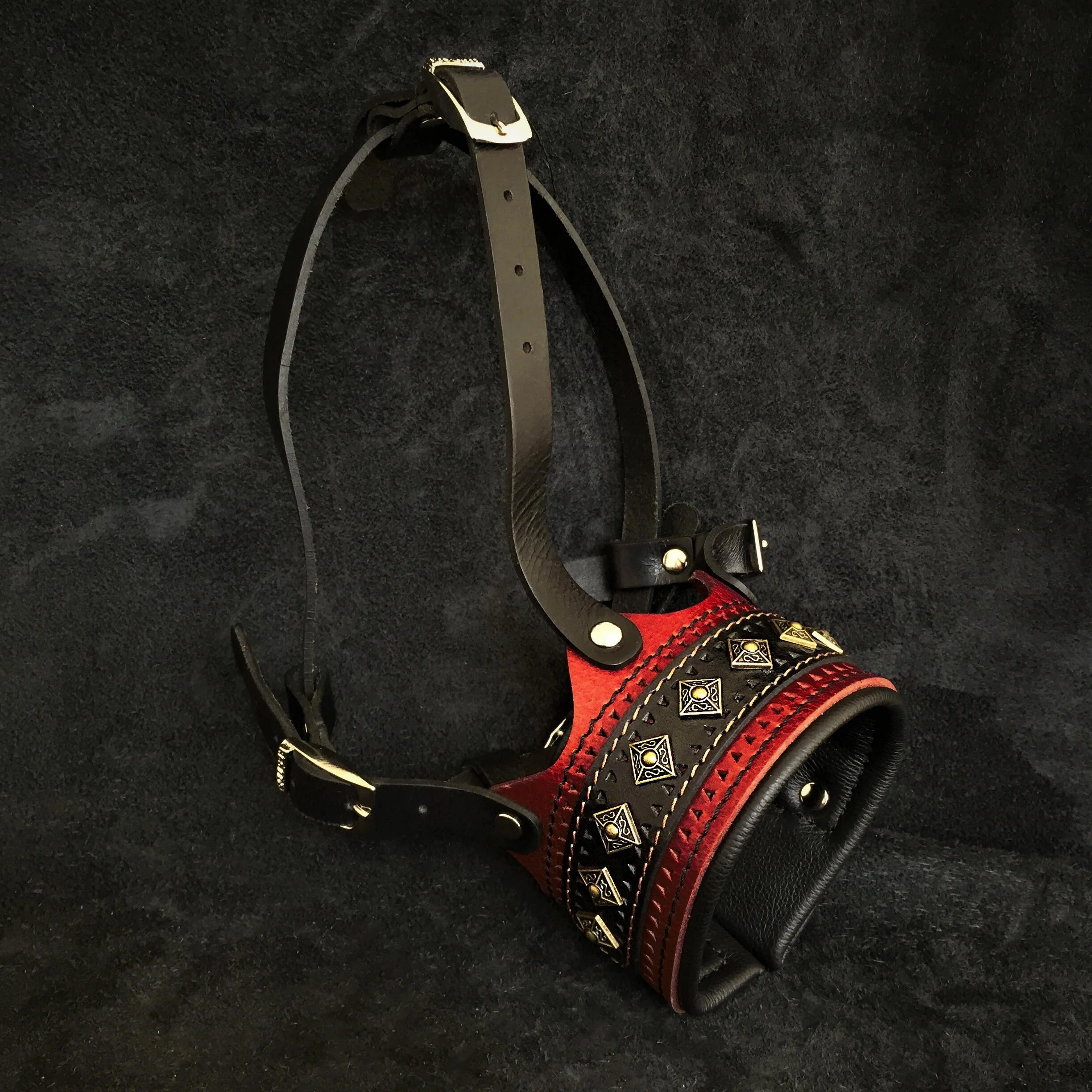 Bestia Dog Gear Genuine Leather Muzzles - Red