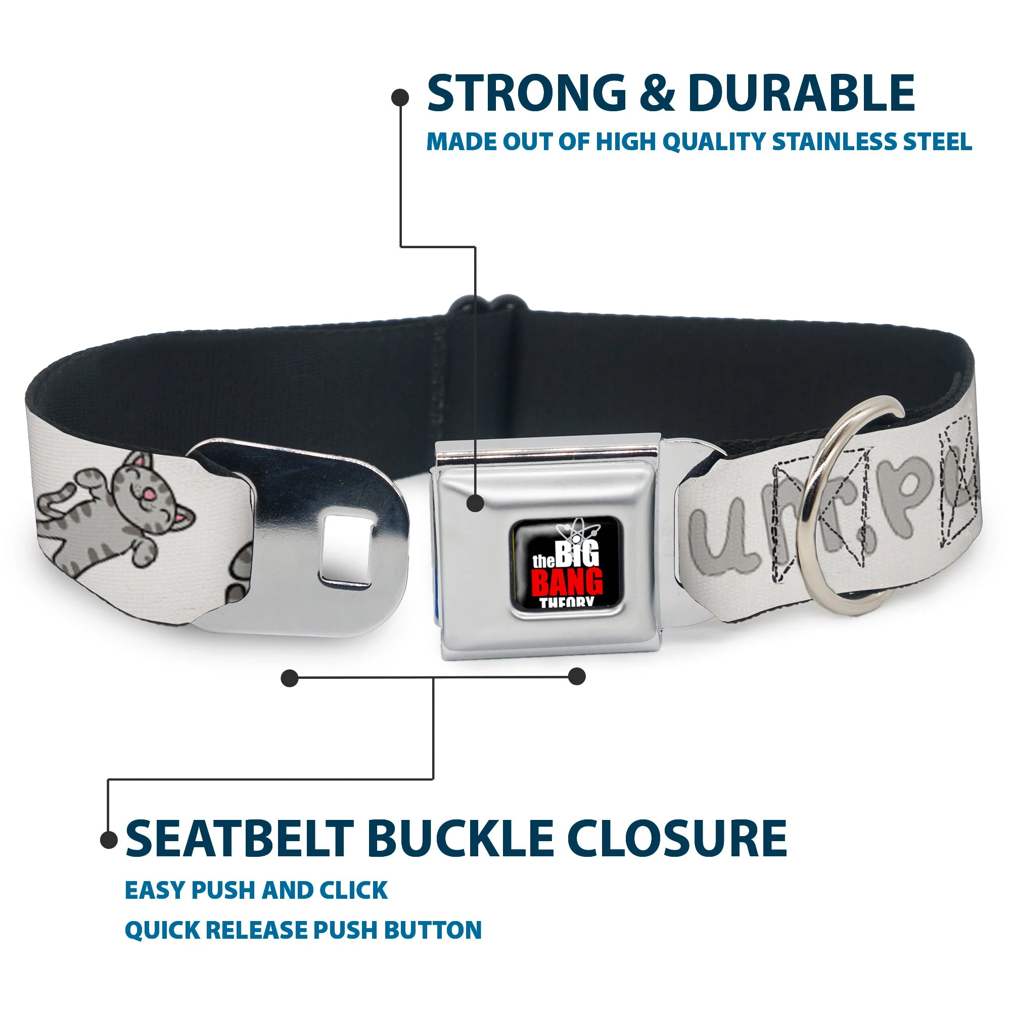 THE BIG BANG THEORY Full Color Black White Red Seatbelt Buckle Collar - Soft Kitty PURR, PURR, PURR - Image 4