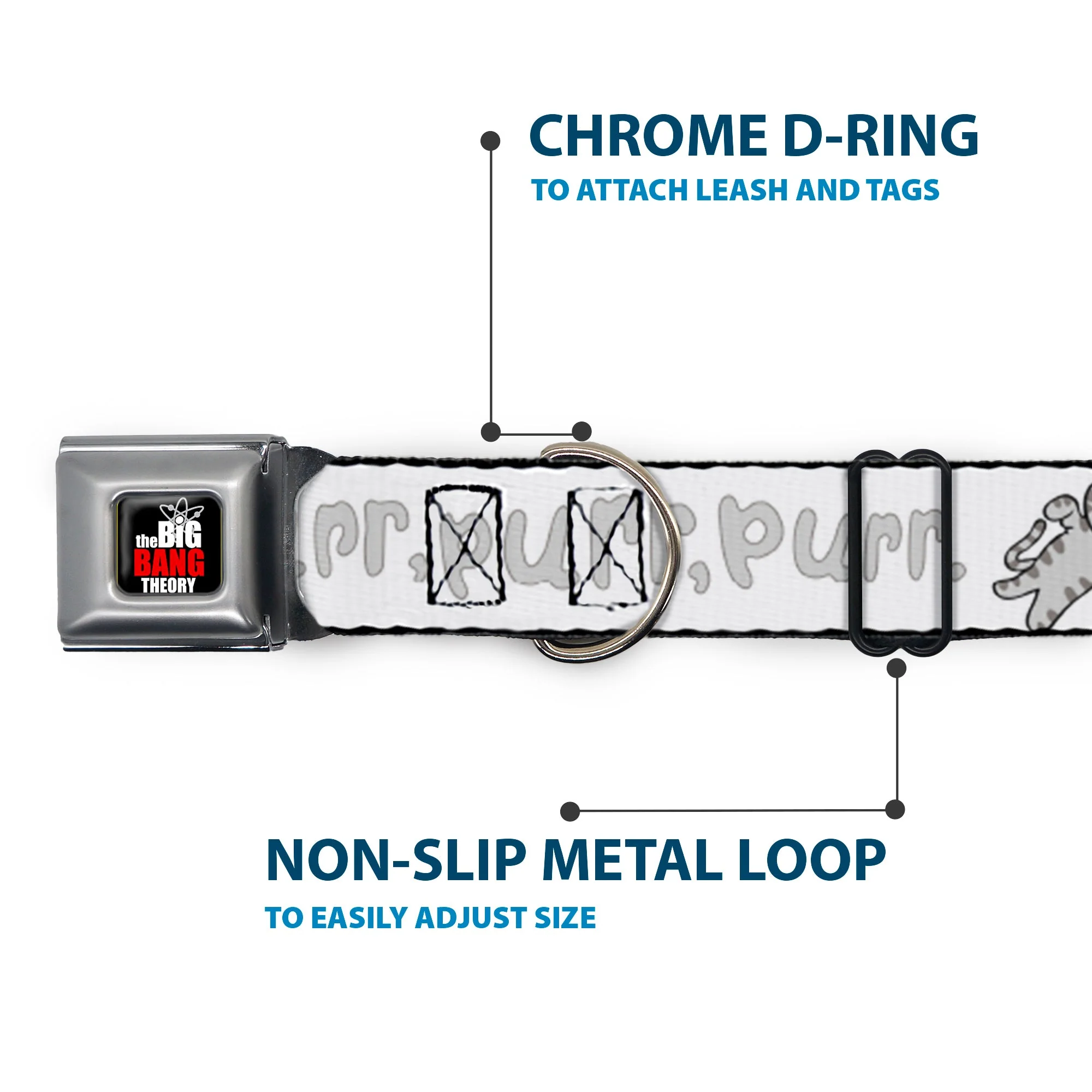 THE BIG BANG THEORY Full Color Black White Red Seatbelt Buckle Collar - Soft Kitty PURR, PURR, PURR - Image 5