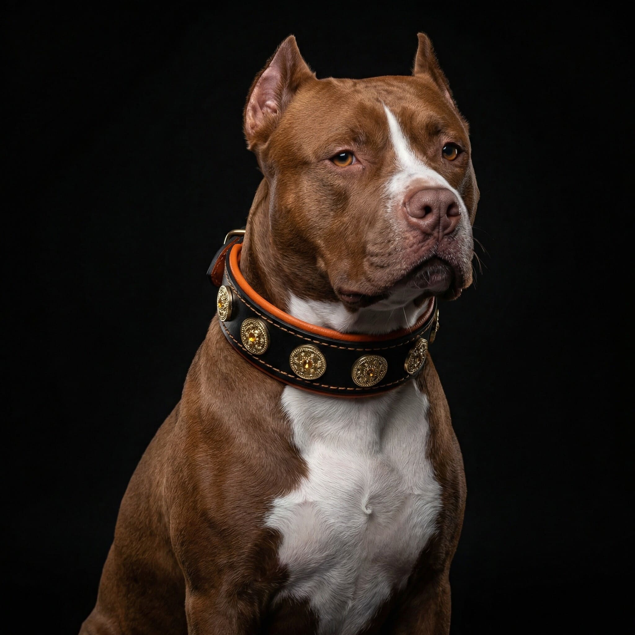 Bestia Dog Gear Genuine Leather Dog Collar - Orange - Image 3