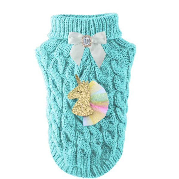 Bark 5th Ave., LLC Premium Dog Sweater - pink; gold; blue; multicolor/S - Image 2