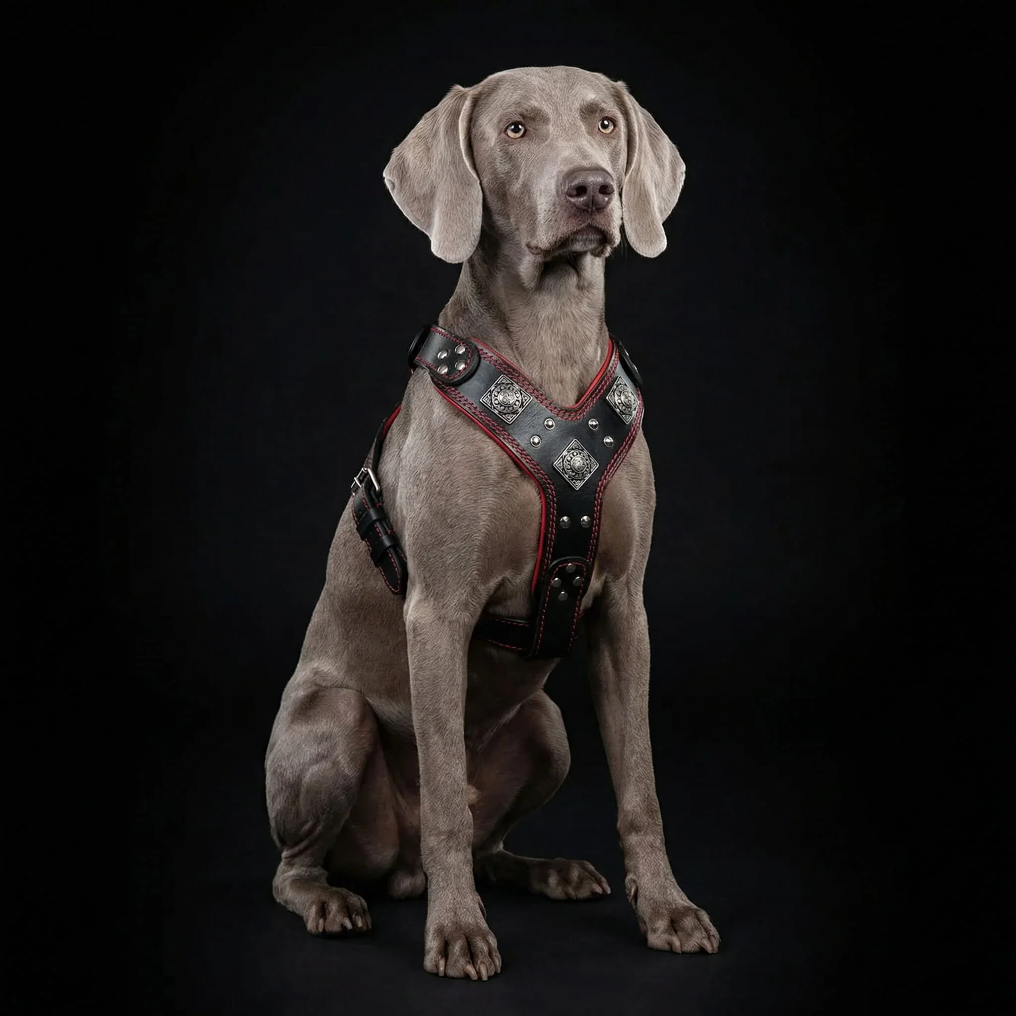 Bestia Dog Gear Genuine Leather Dog Harness - Black/M - Image 2