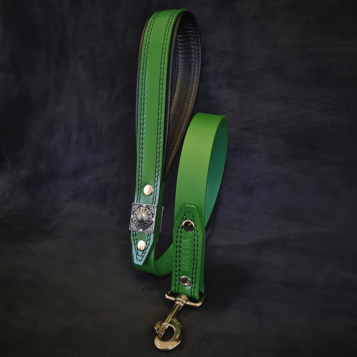 Bestia Dog Gear Genuine Leather Dog Harness - Green/M - Image 3