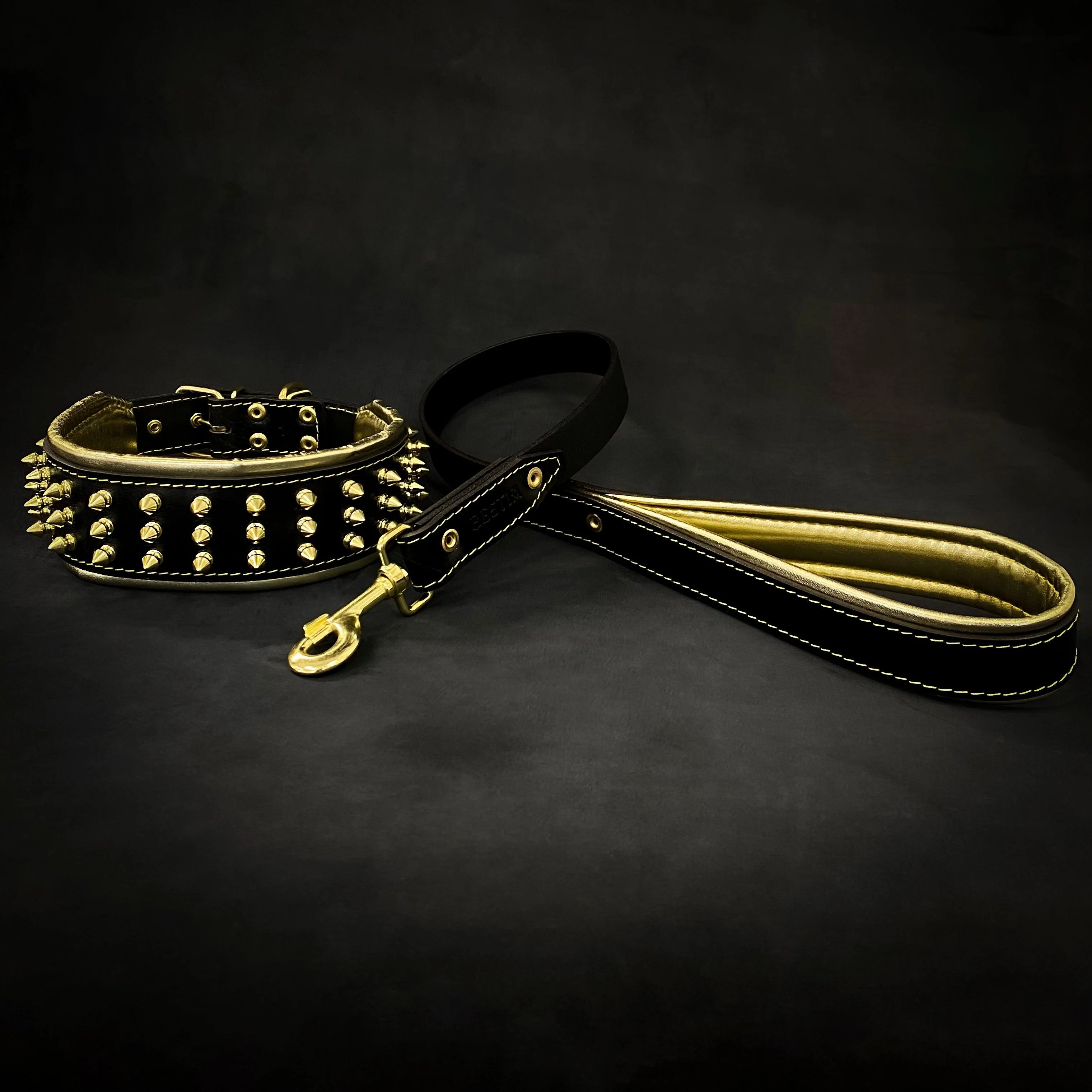 Bestia Dog Gear Genuine Leather Dog Collar - Gold - Image 3