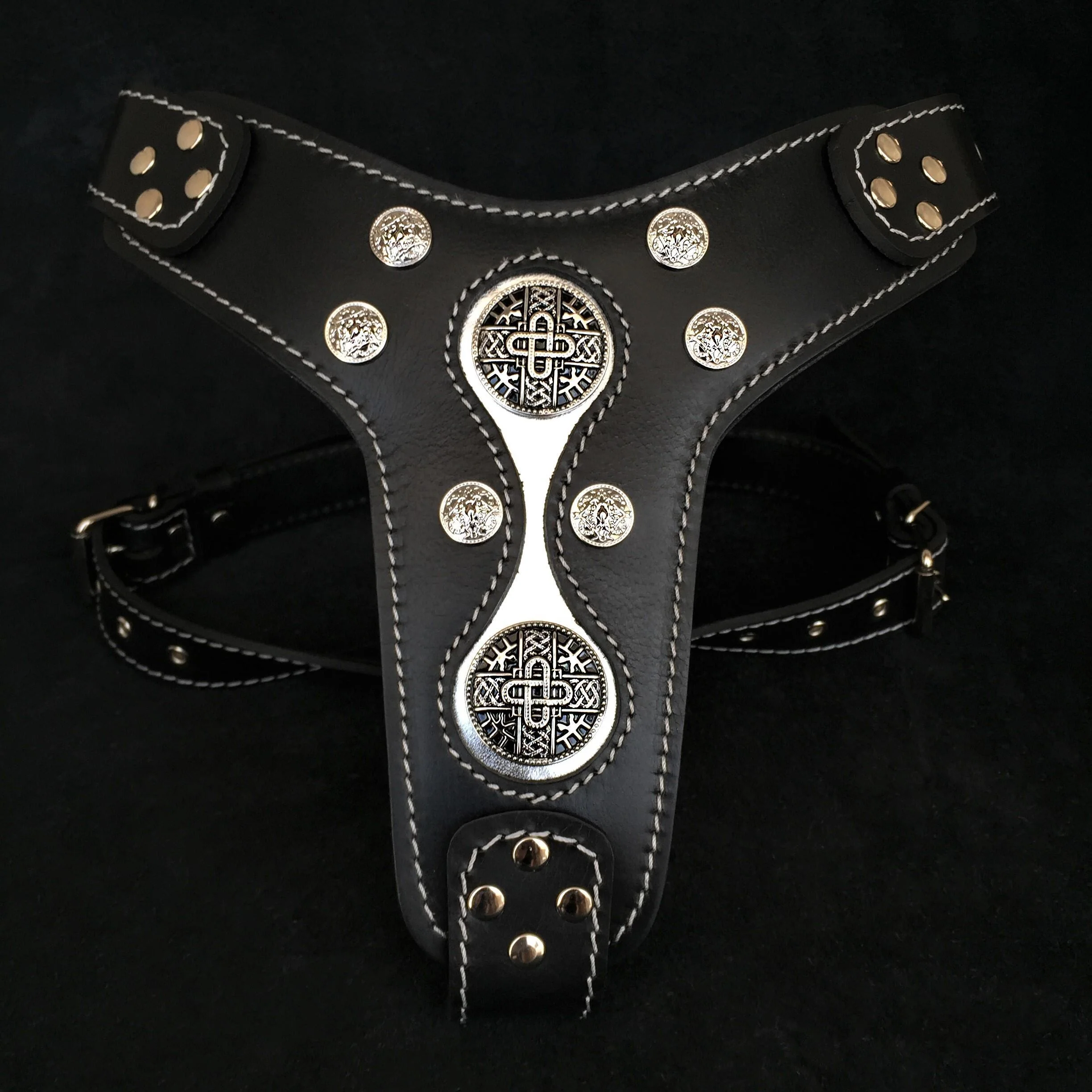 Bestia Dog Gear Genuine Leather Dog Harness - M