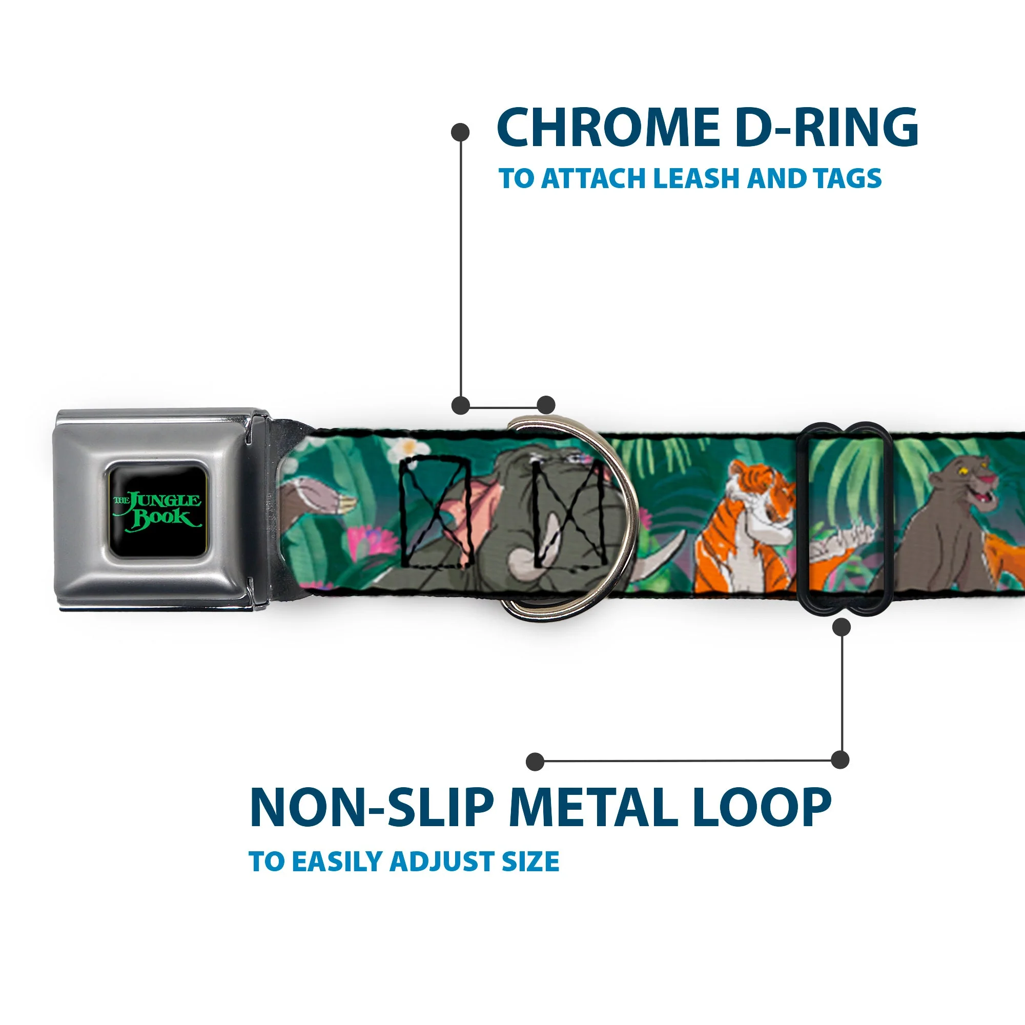 THE JUNGLE BOOK Full Color Black/Green Seatbelt Buckle Collar - The Jungle Book 8-Character Group Greens - Image 5