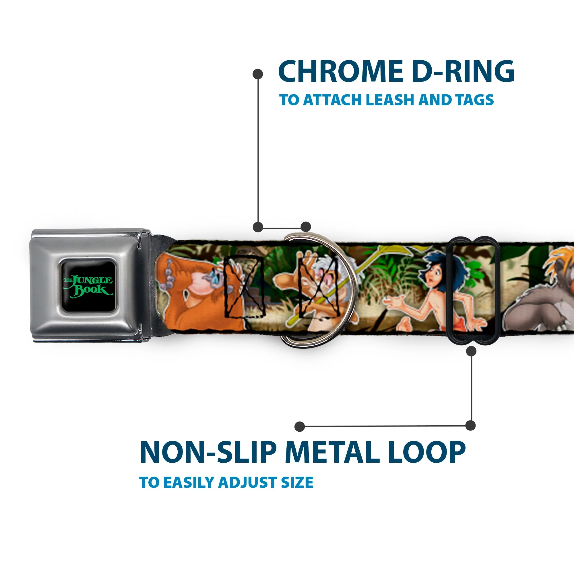THE JUNGLE BOOK Full Color Black/Green Seatbelt Buckle Collar - The Jungle Book I Wanna Be Like You 4-Character Scene - Image 5