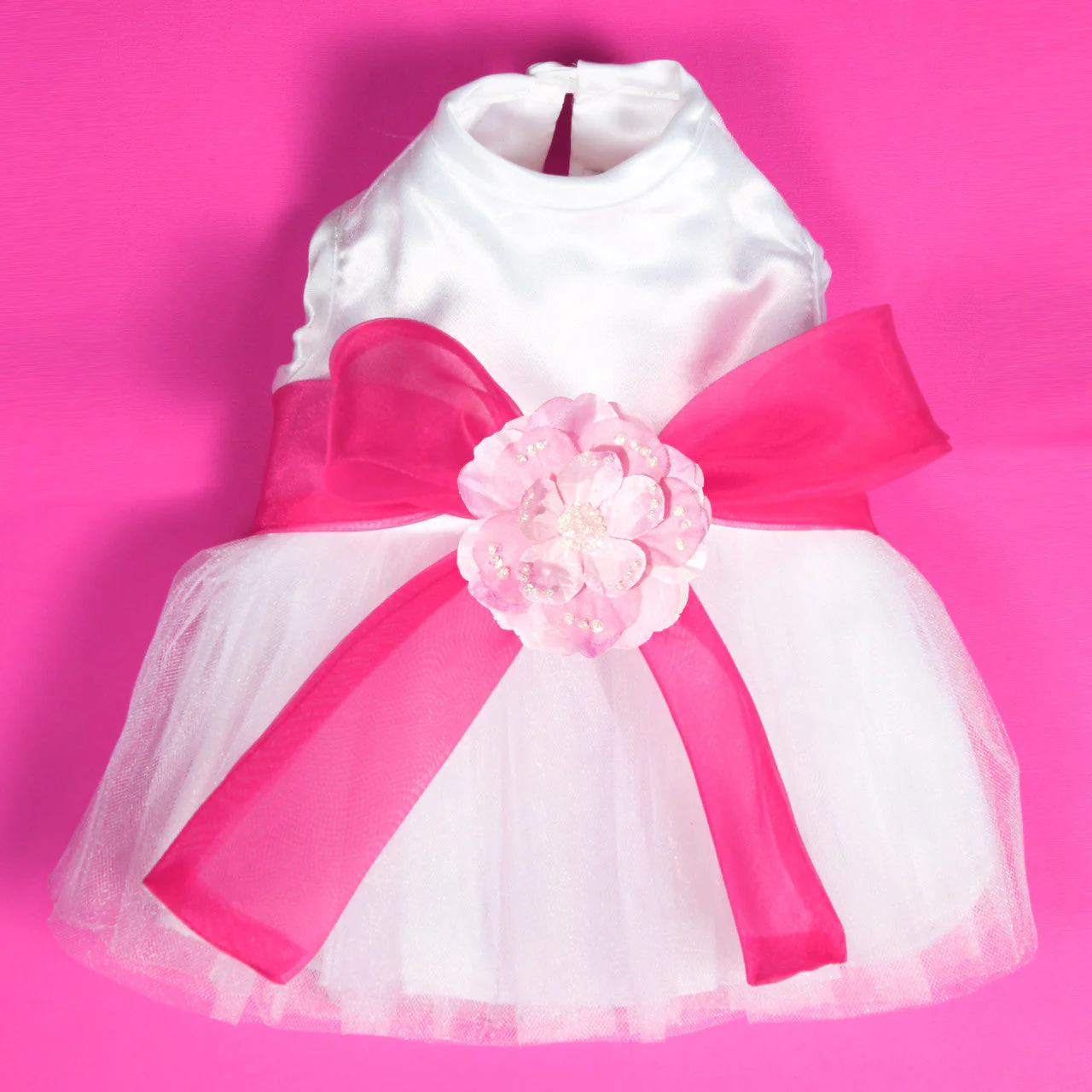 The Madeleine Dog Harness Dress with Hot Pink Sash - Image 12