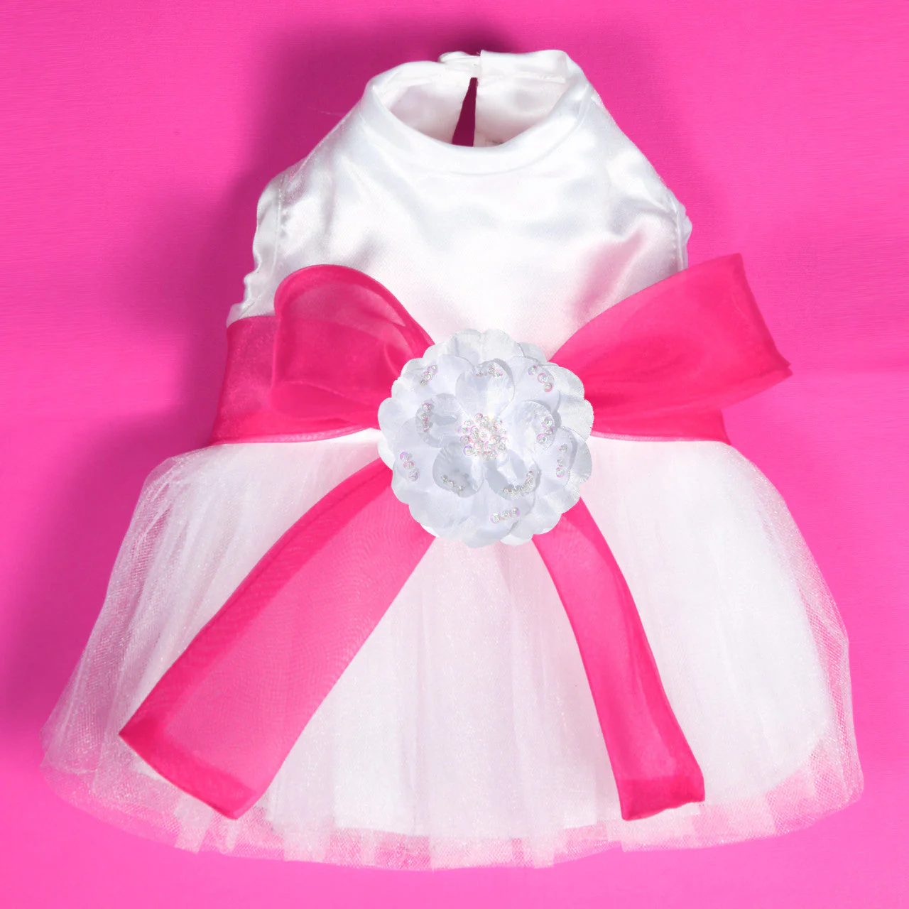 The Madeleine Dog Harness Dress with Hot Pink Sash - Image 15