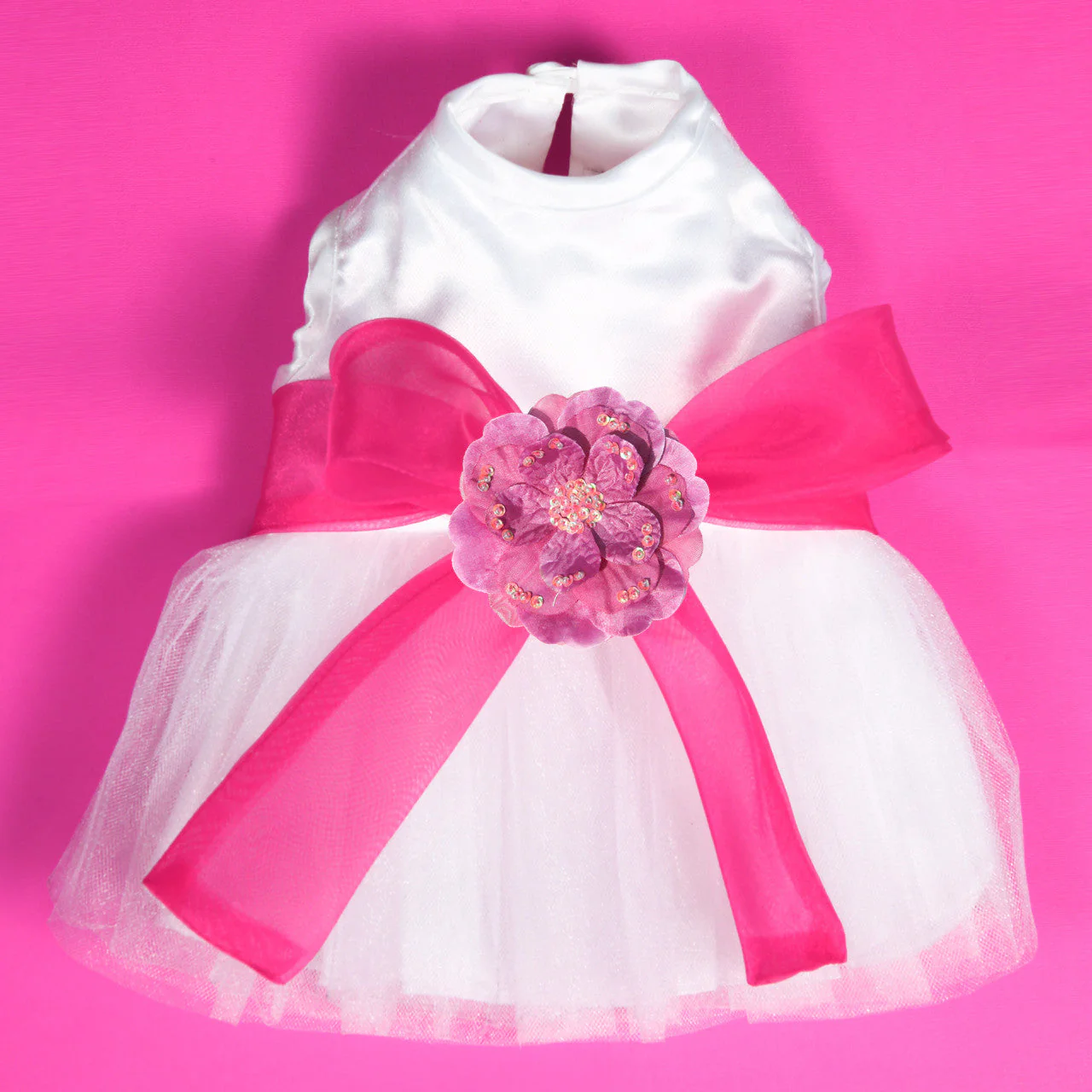 The Madeleine Dog Harness Dress with Hot Pink Sash - Image 22