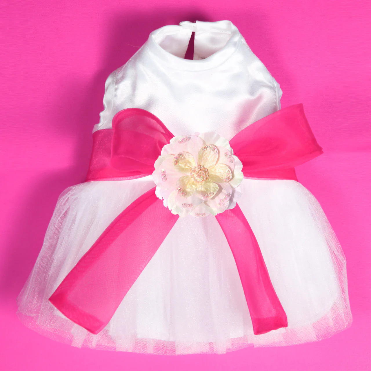 The Madeleine Dog Harness Dress with Hot Pink Sash - Image 26