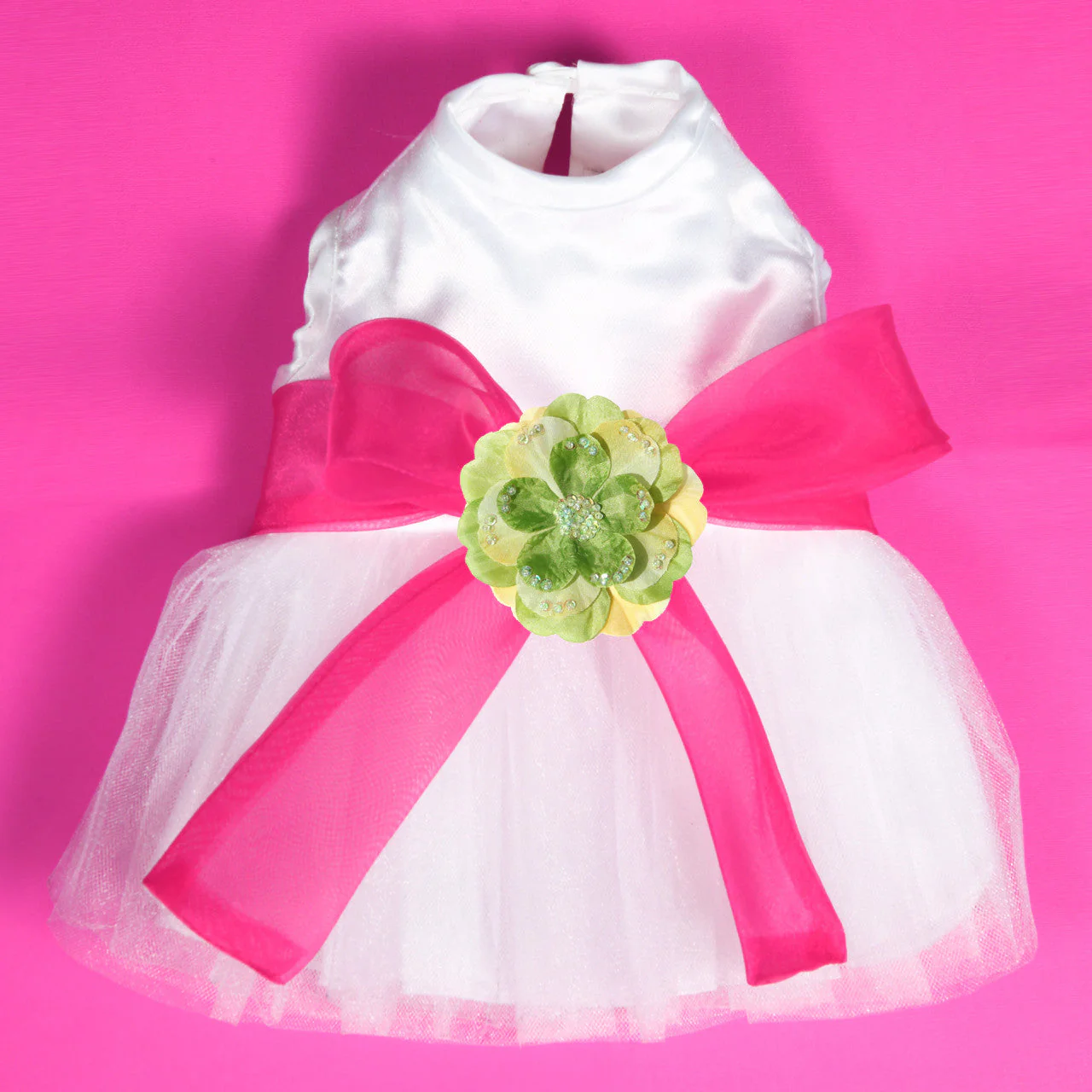 The Madeleine Dog Harness Dress with Hot Pink Sash - Image 27