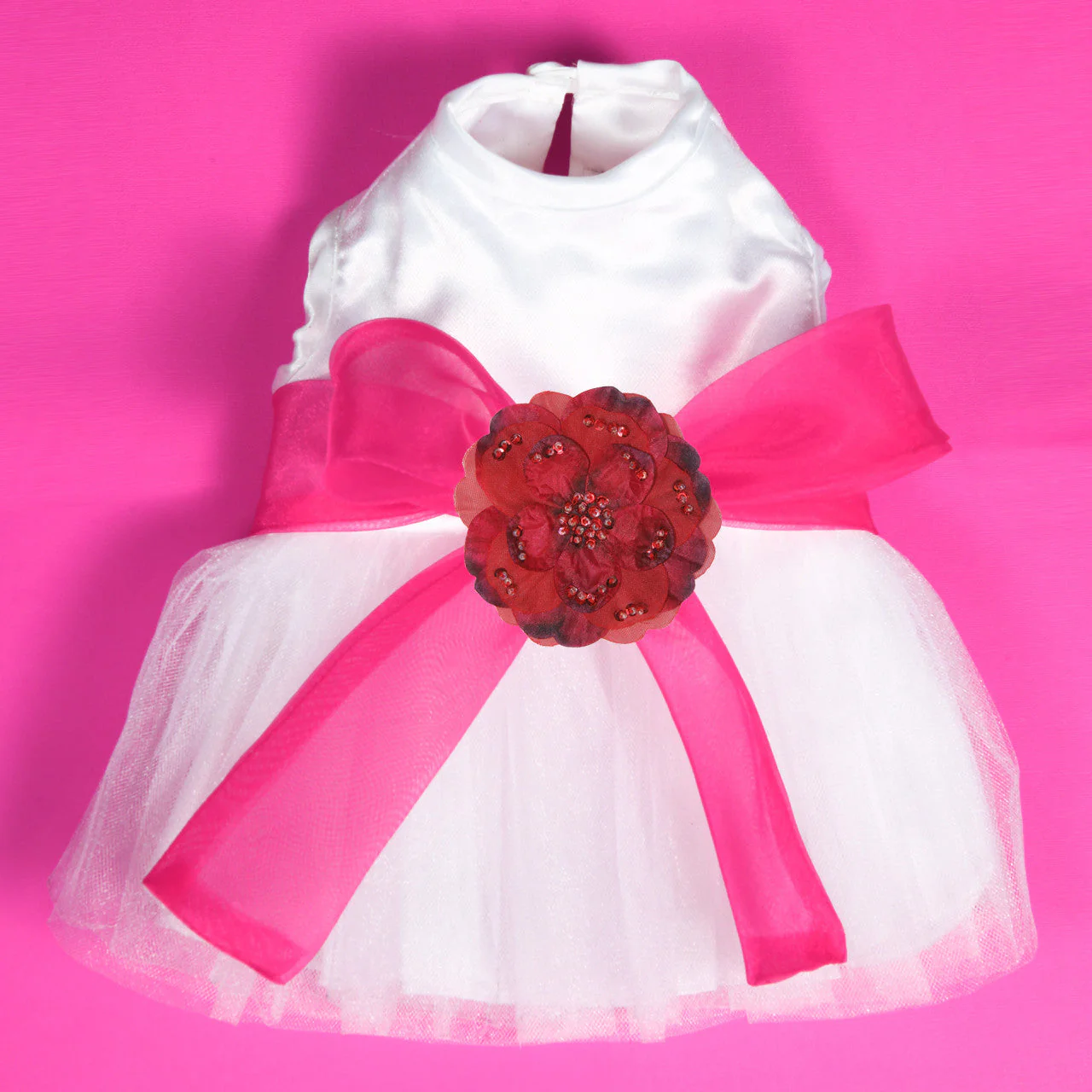 The Madeleine Dog Harness Dress with Hot Pink Sash - Image 35