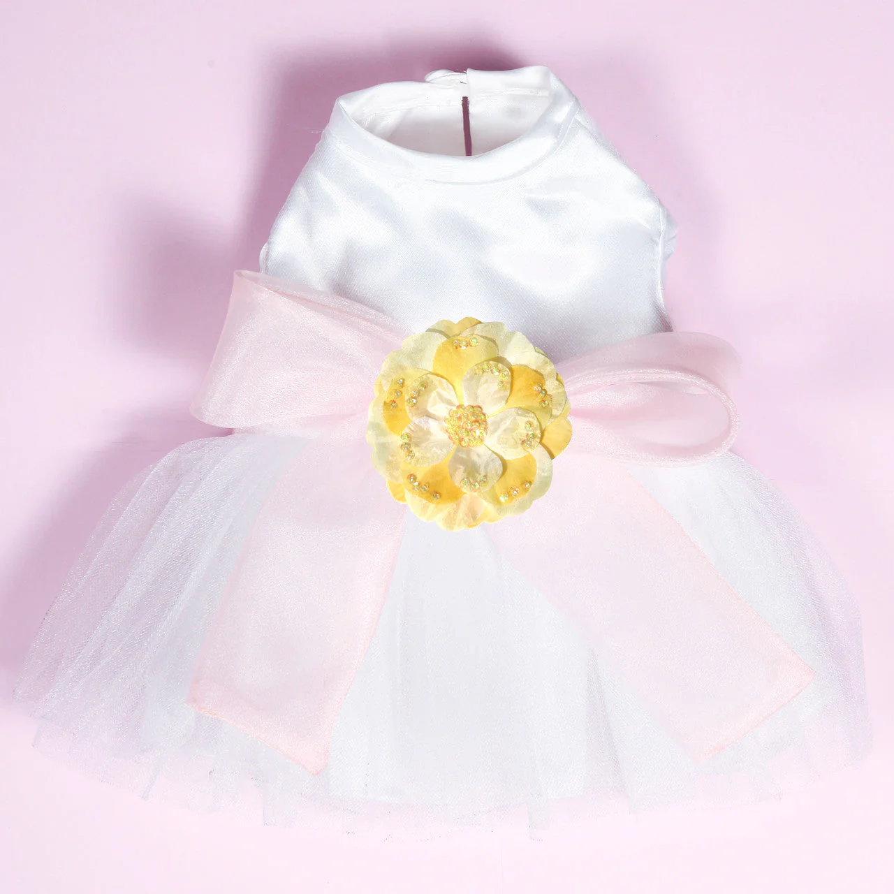 The Madeleine Dog Harness Dress with Light Pink Sash - Image 13