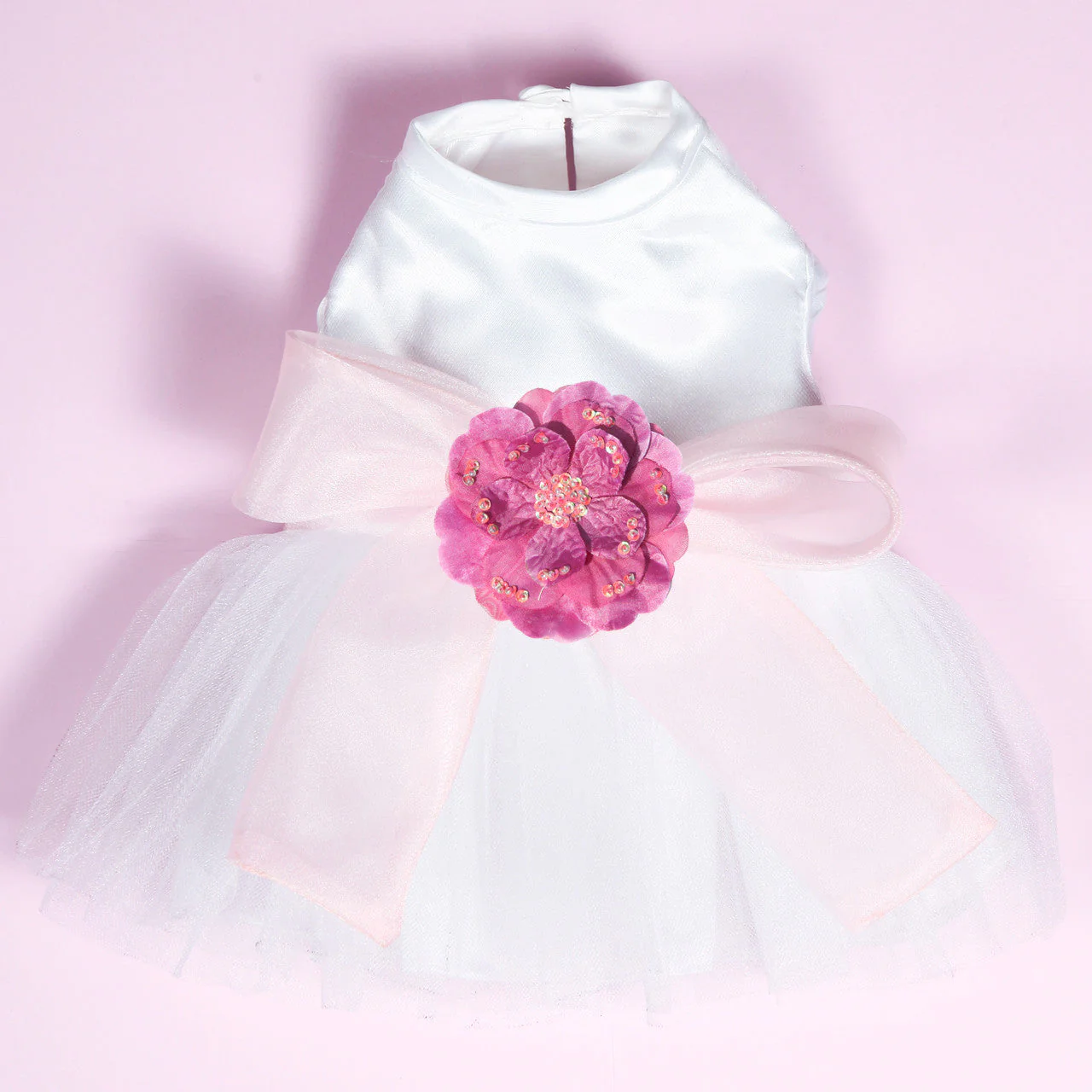 The Madeleine Dog Harness Dress with Light Pink Sash - Image 2