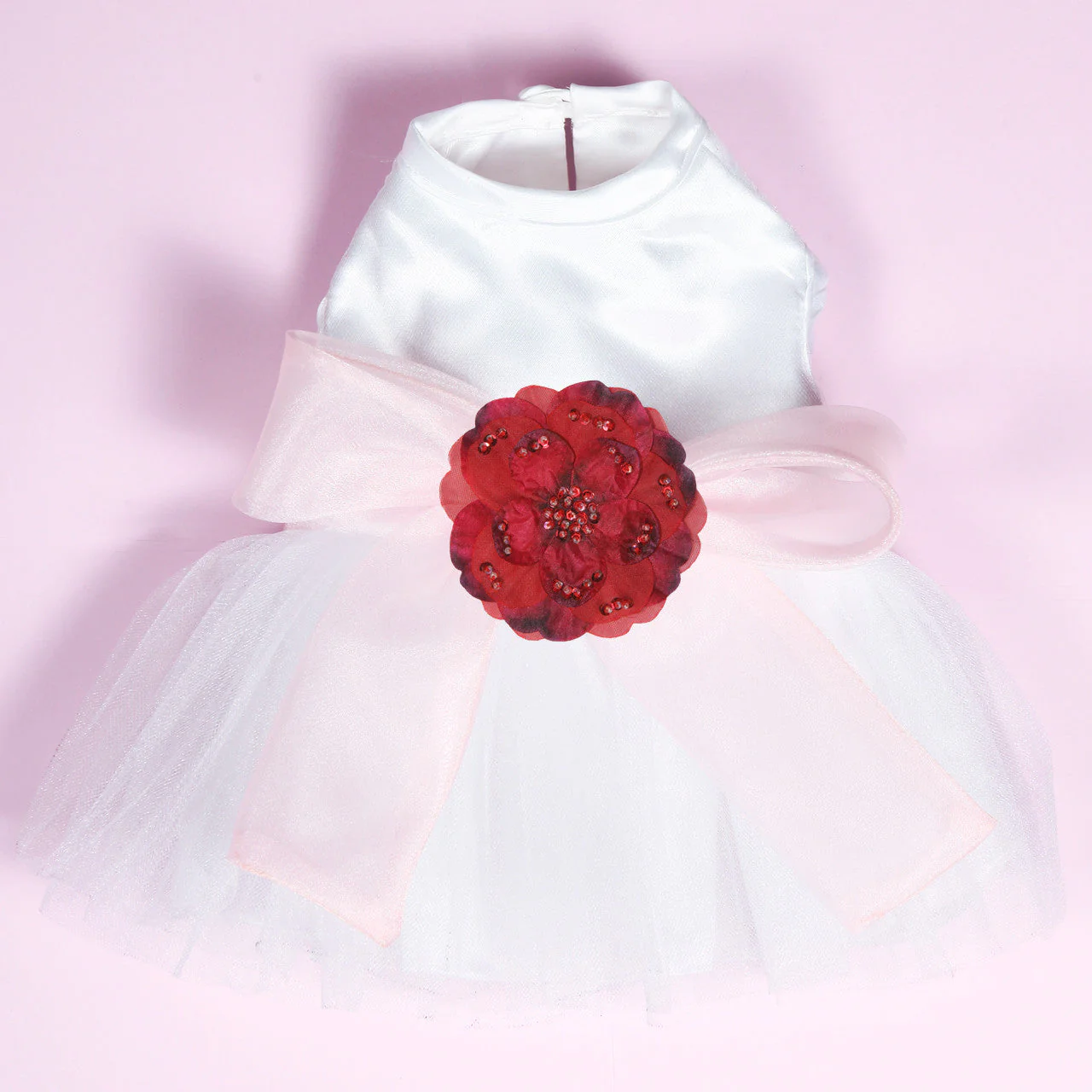 The Madeleine Dog Harness Dress with Light Pink Sash - Image 4