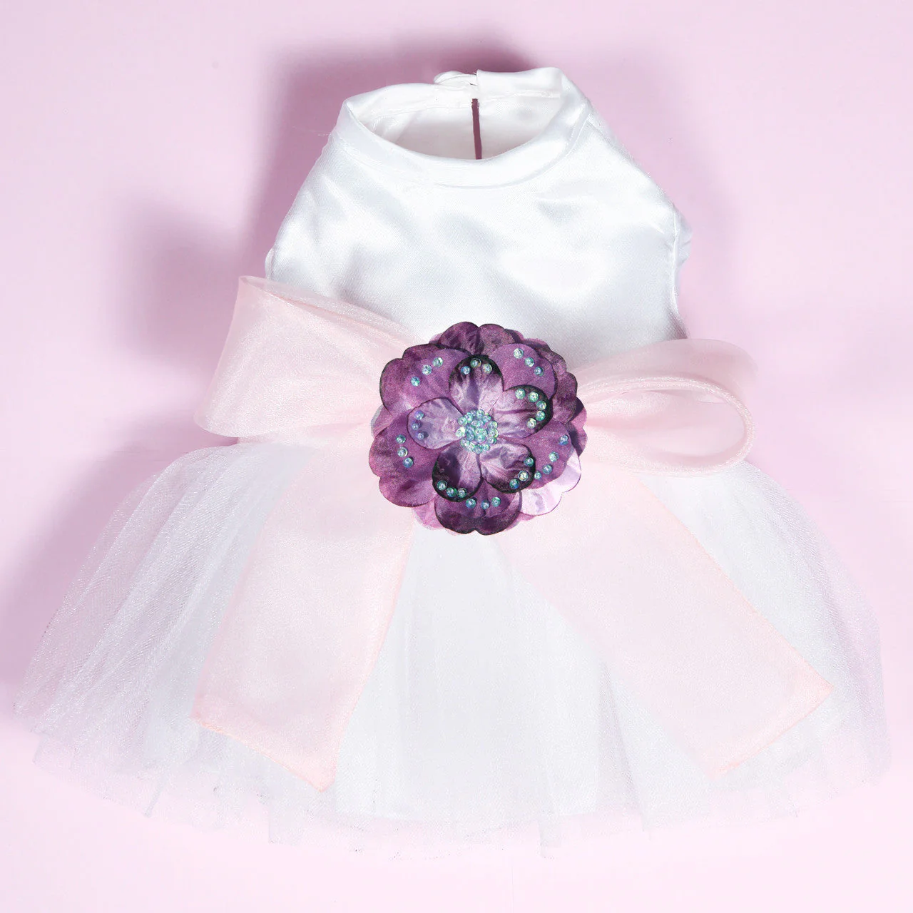 The Madeleine Dog Harness Dress with Light Pink Sash - Image 5