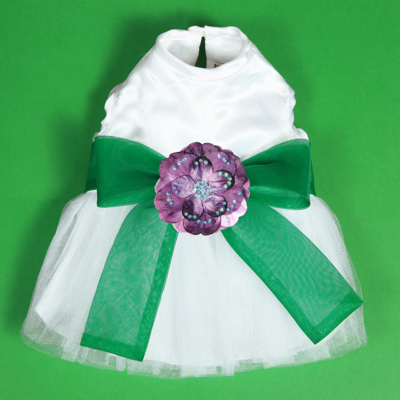 The Madeleine Harness Dog Dress with Kelly Green Sash - Image 3