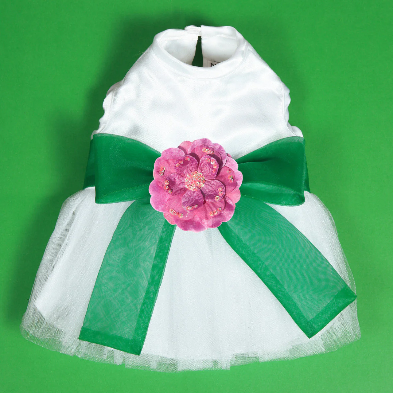 The Madeleine Harness Dog Dress with Kelly Green Sash - Image 4