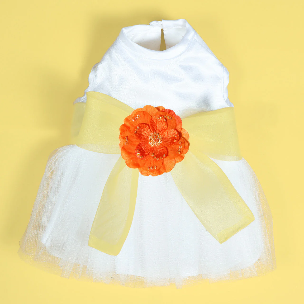 The Madeleine Harness Dog Dress with Yellow Sash - Image 13