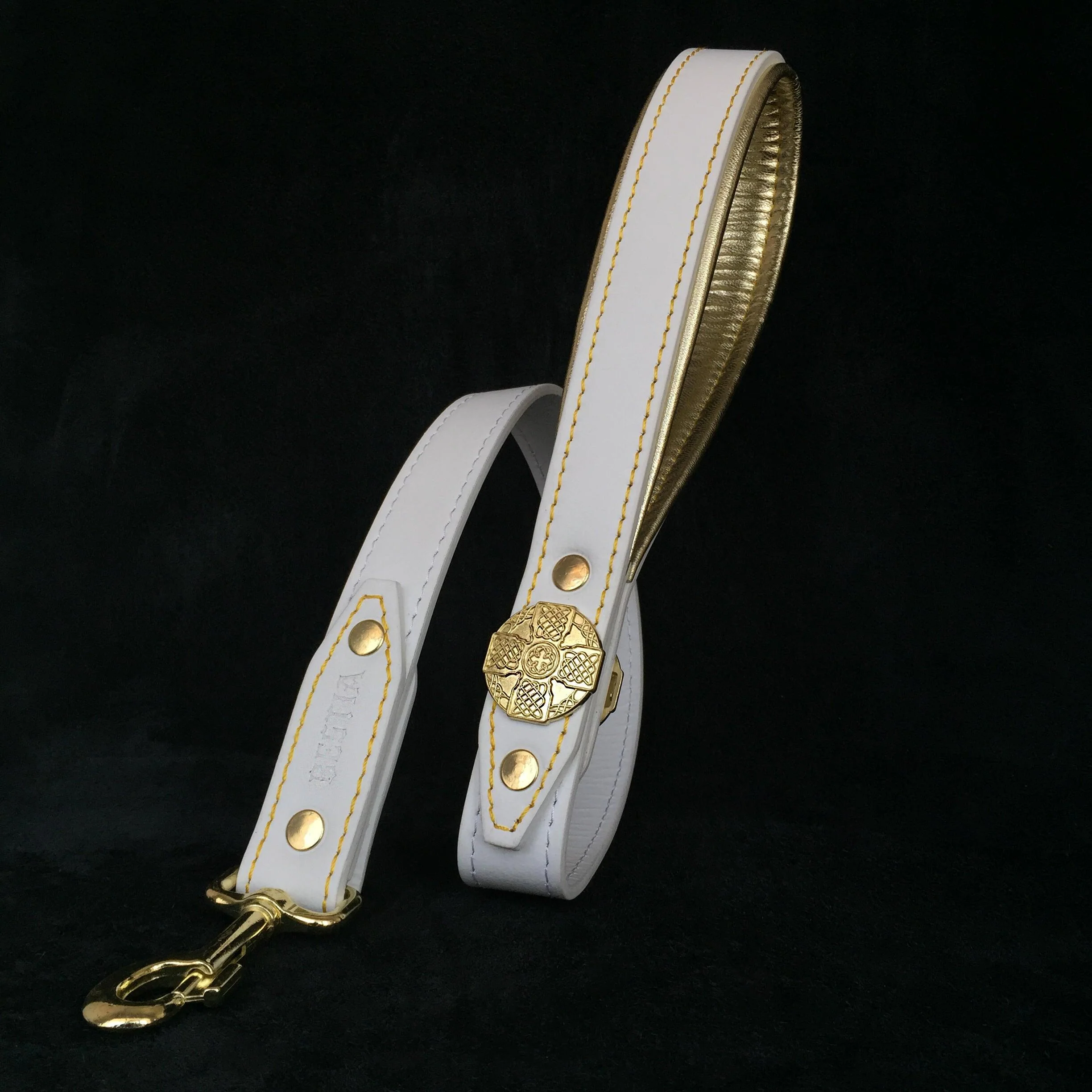 Bestia Dog Gear Genuine Leather Dog Collar - White