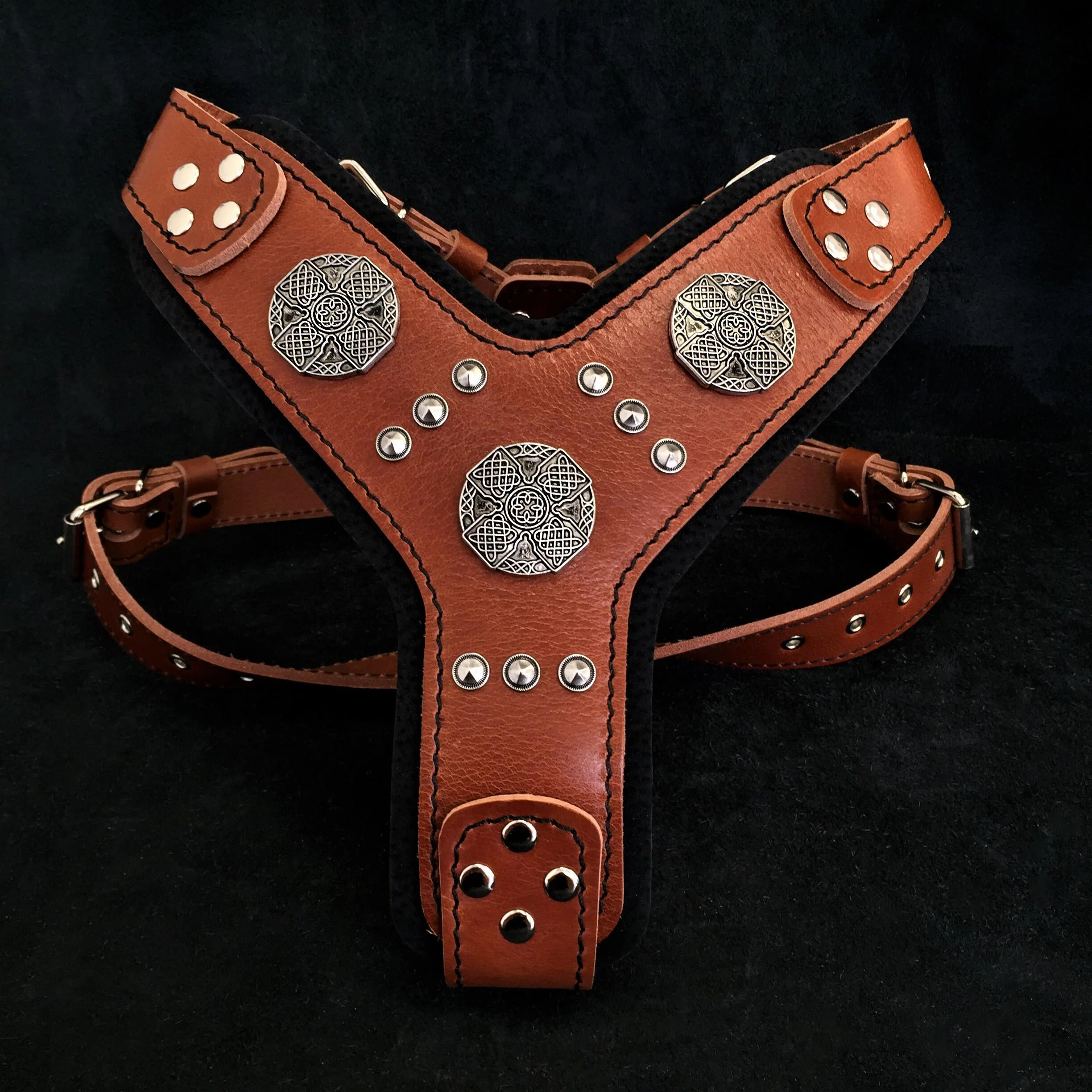 Bestia Dog Gear Genuine Leather Dog Harness - Black/M - Image 2