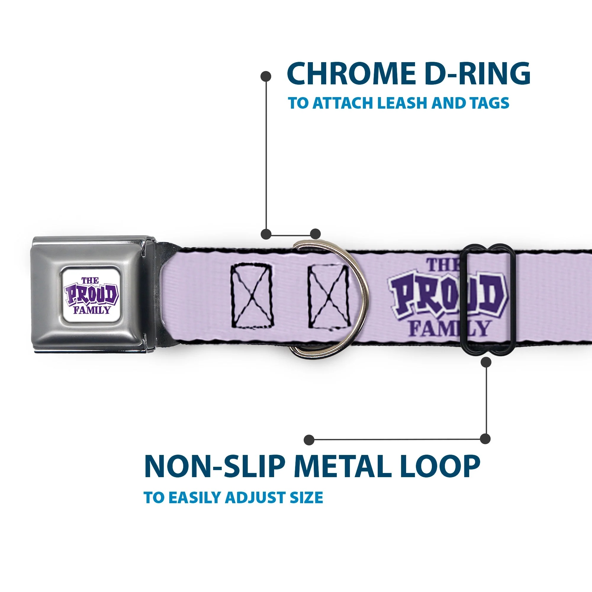 THE PROUD FAMILY Title Logo Full Color White/Purple Seatbelt Buckle Collar - THE PROUD FAMILY Title Logo Purples - Image 5