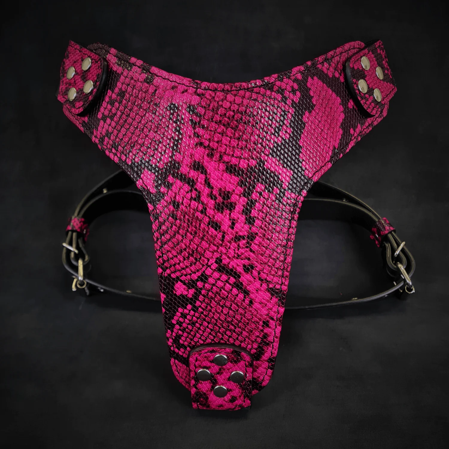 Bestia Dog Gear Genuine Leather Dog Harness - Pink/M