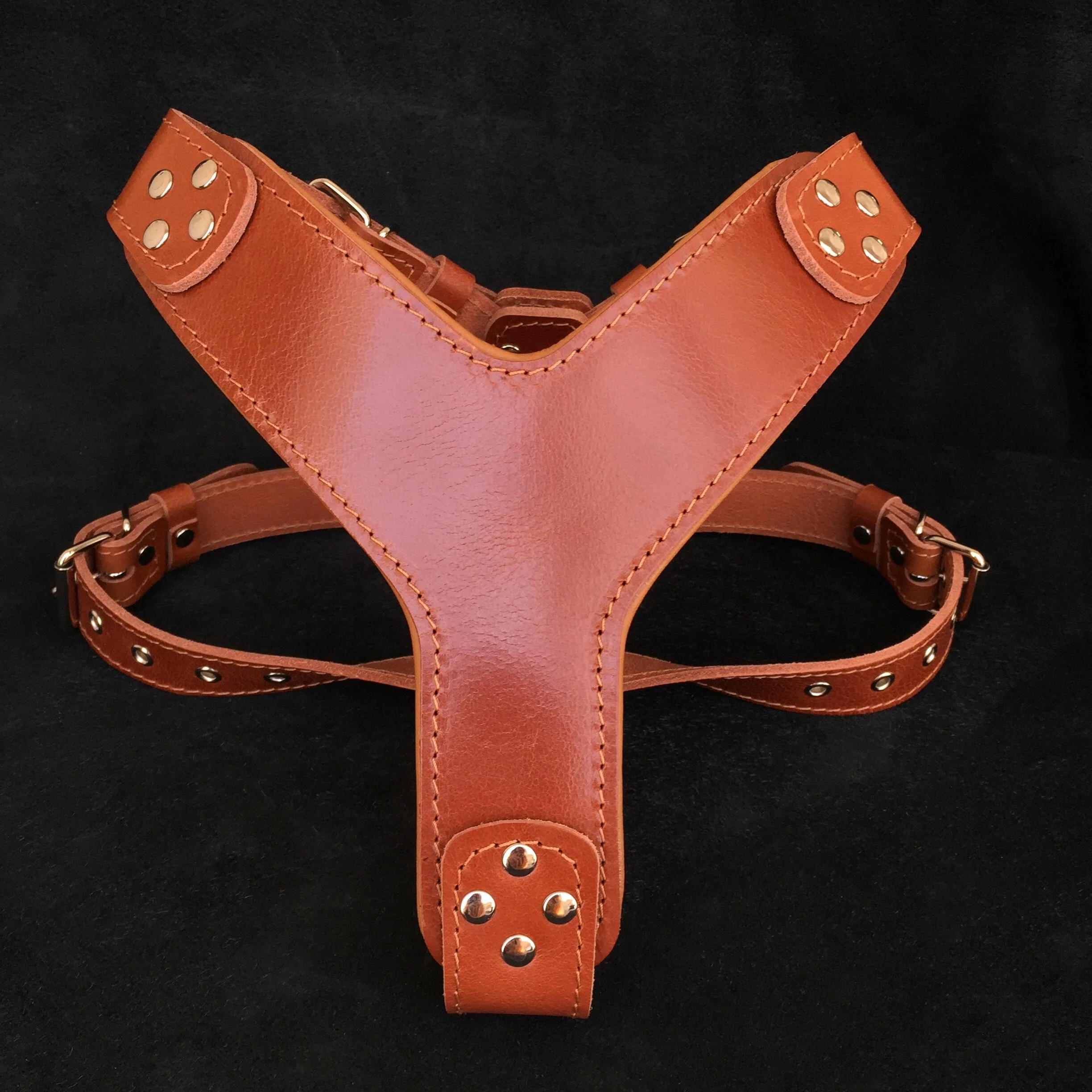 Bestia Dog Gear Genuine Leather Dog Harness - Brown/M
