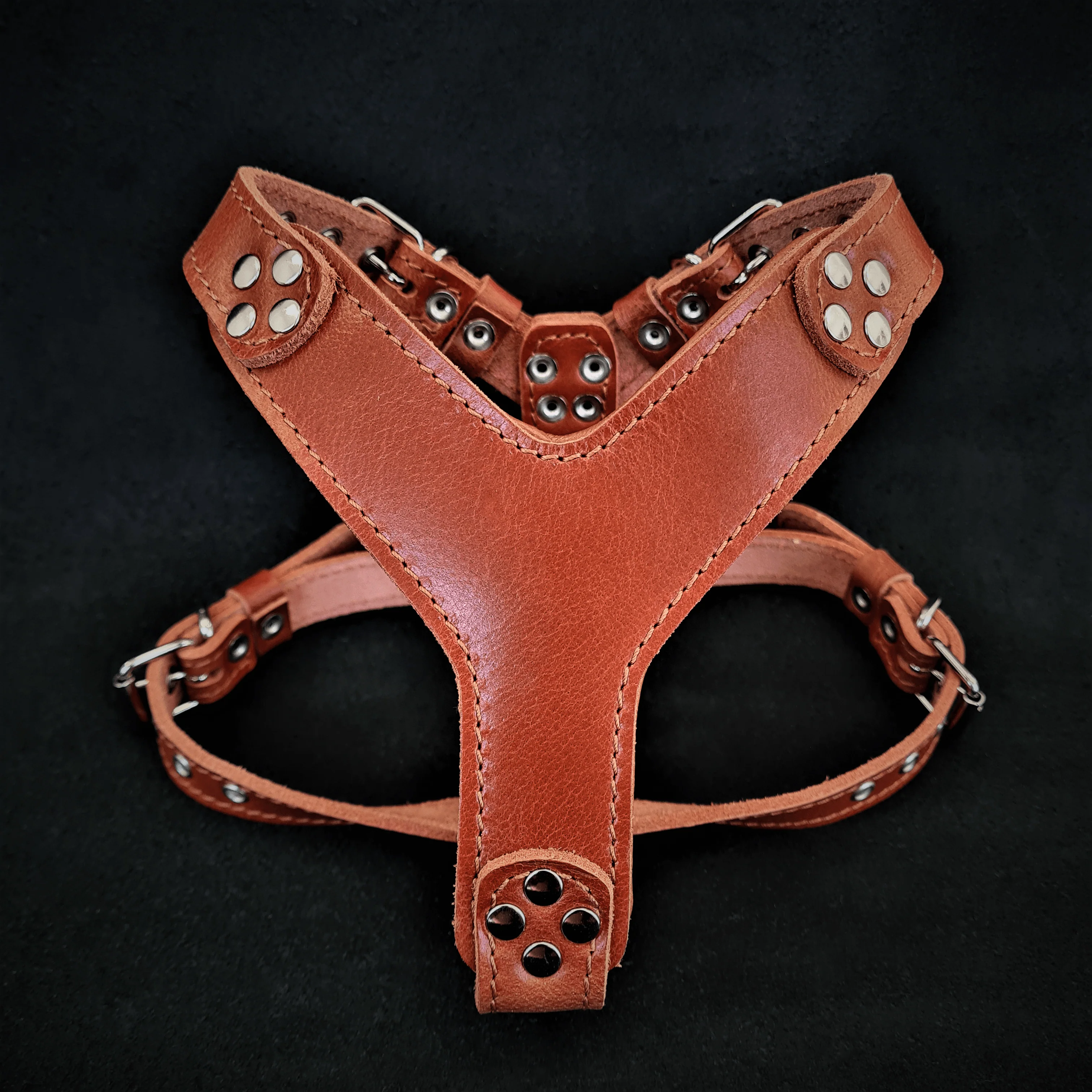 Bestia Dog Gear Genuine Leather Dog Harness - Brown