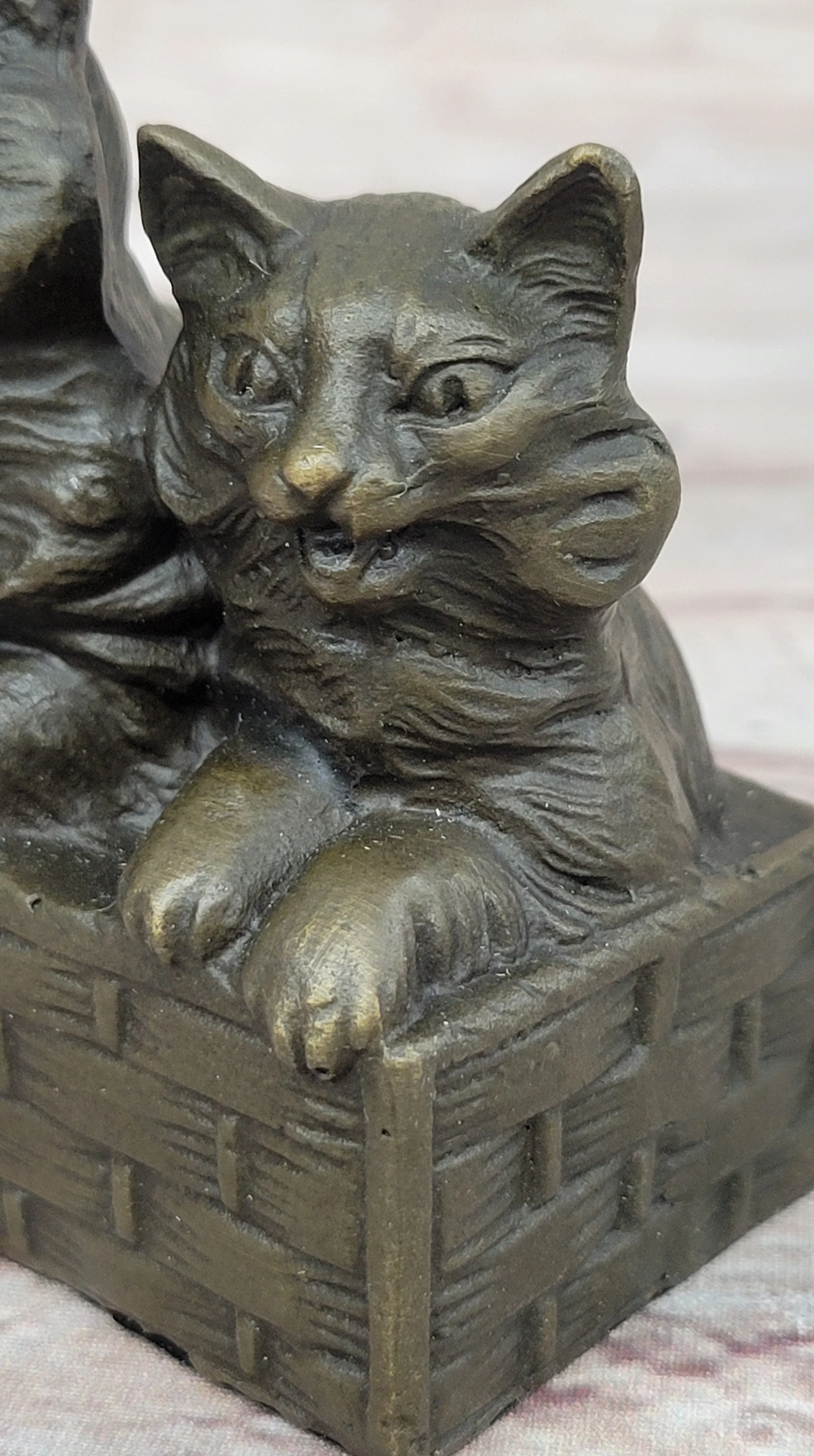 Three Cute Kittens Cats in a Flower Box - Bronze Sculpture Original Art by Milo - Image 8