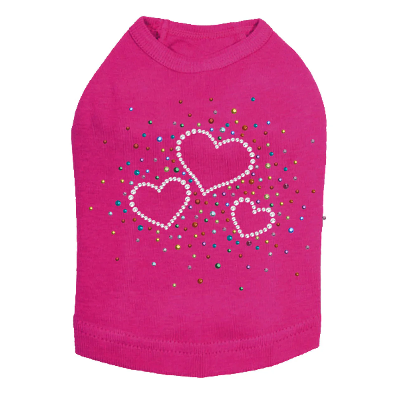 Three Hearts with Multicolored Studs - Dog Tank - Image 13