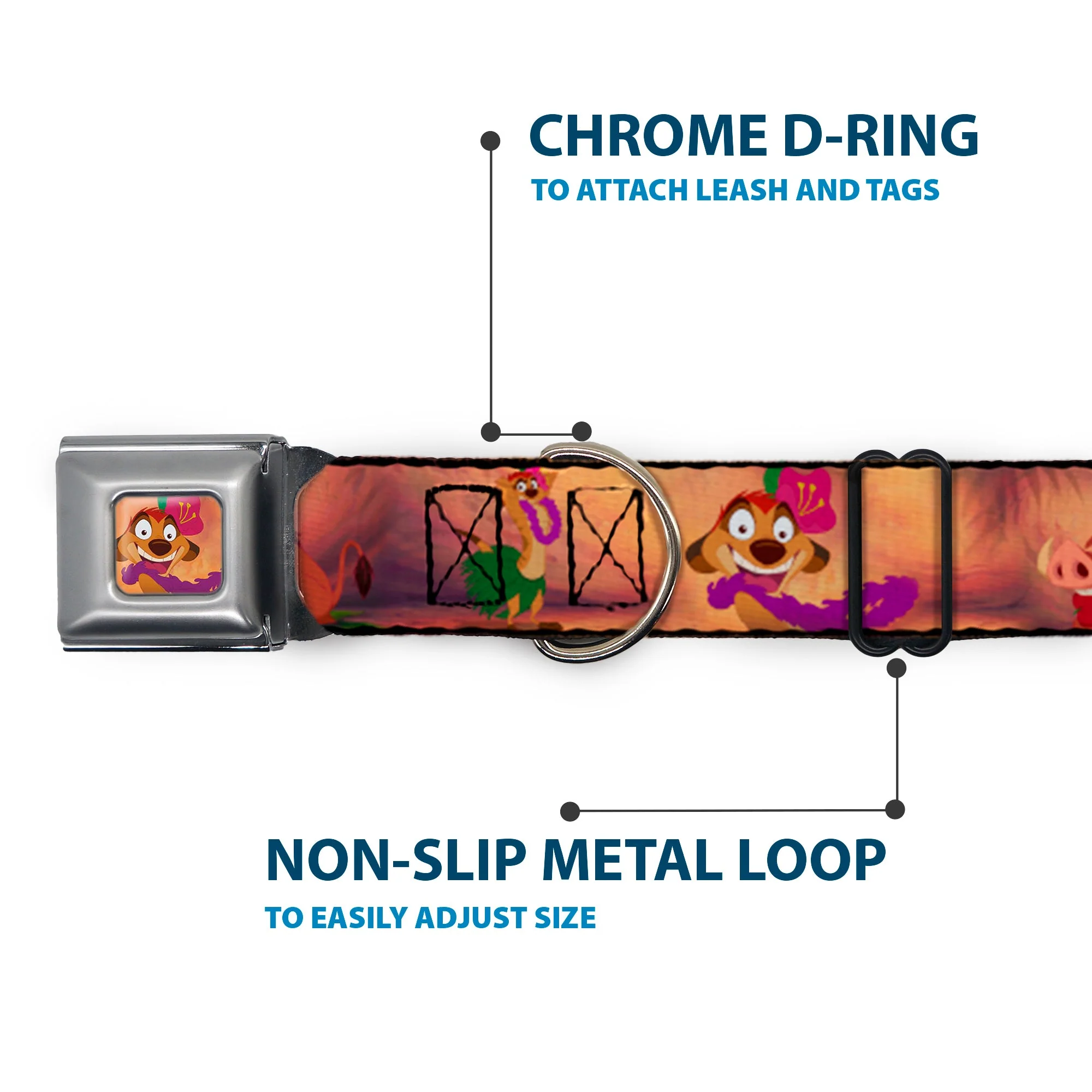 Timon Hula Pose Full Color Seatbelt Buckle Collar - Timon & Pumba The Hula Song Poses - Image 5