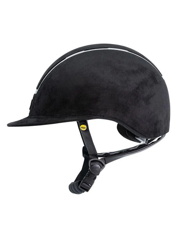 Tipperary Windsor with MIPS Wide Brim - Black UltraSuede Shell w/ Chrome Trim and Black UltraSuede Top - Image 3