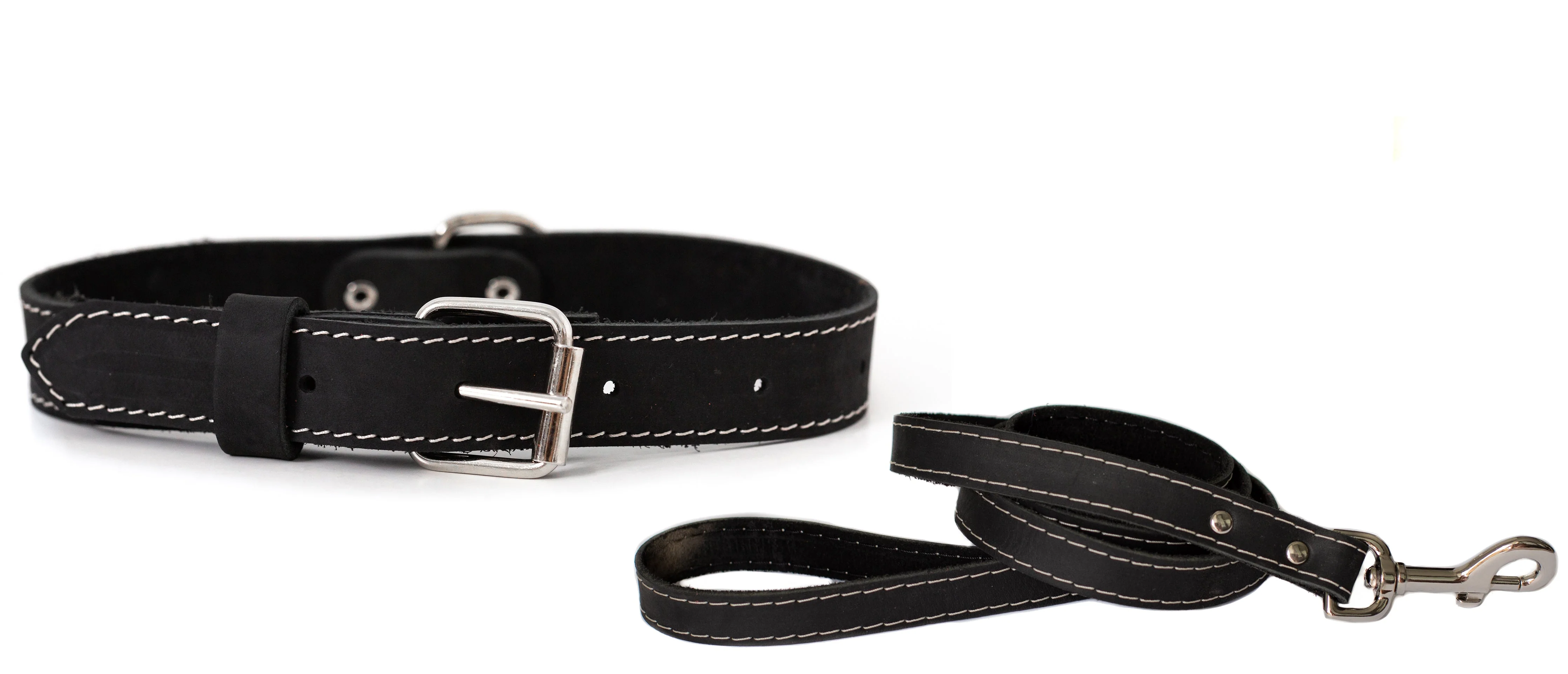 Traditional Style Leather Collar and Leash Set - Image 5