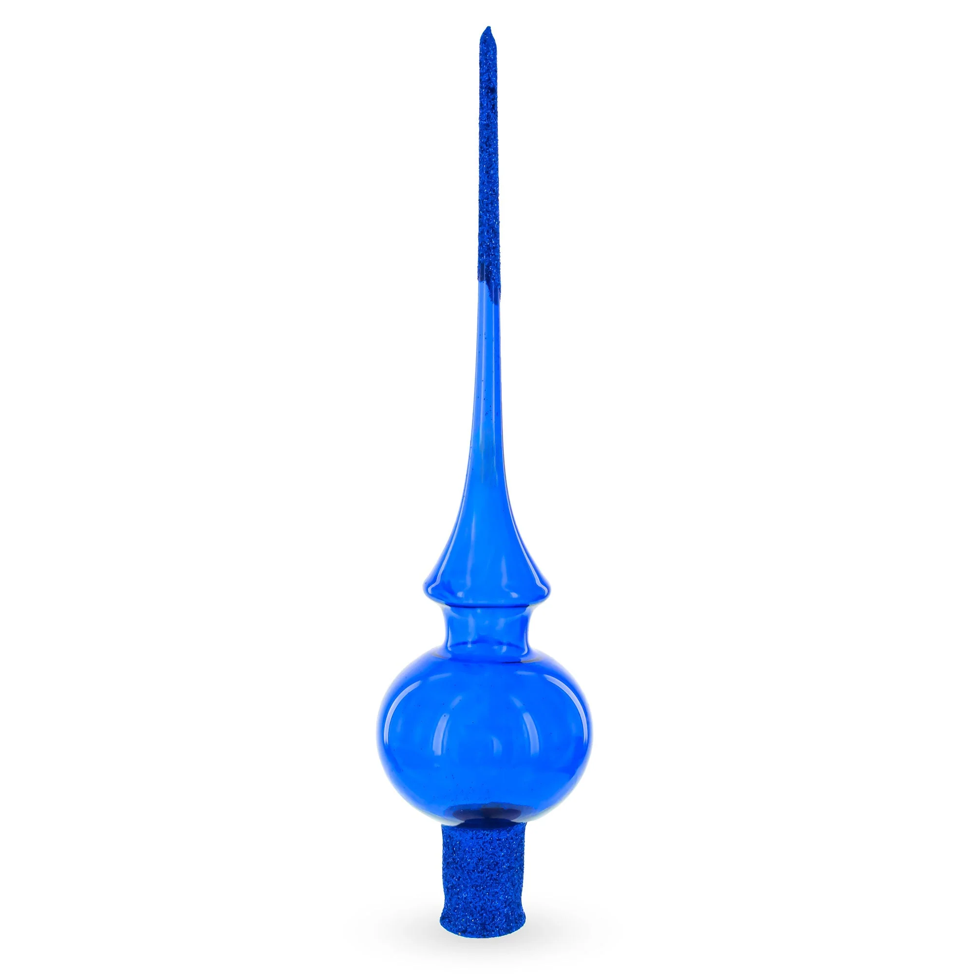 Translucent Blue Glass Christmas Tree Topper 11 Inches - Image 2