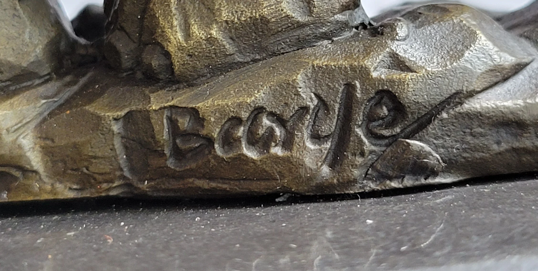 Trumpeting Elephant Trunk in the Air Bronze Metal Sculpture Statue Figure on Marble Base 7" x 8" - Image 10