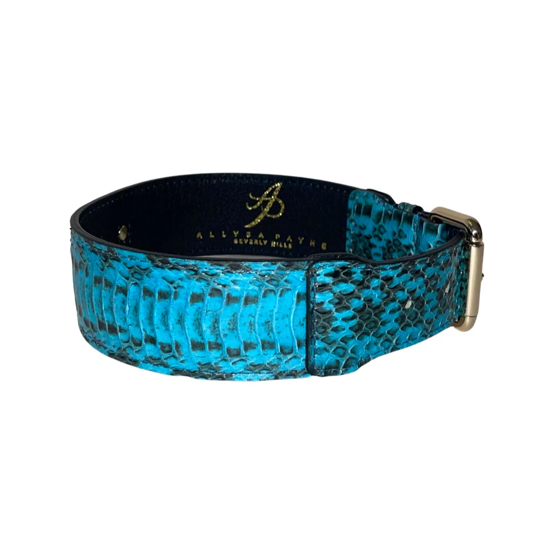Turquoise & Black Classic Snake Collar With Gold Hardware - Image 3