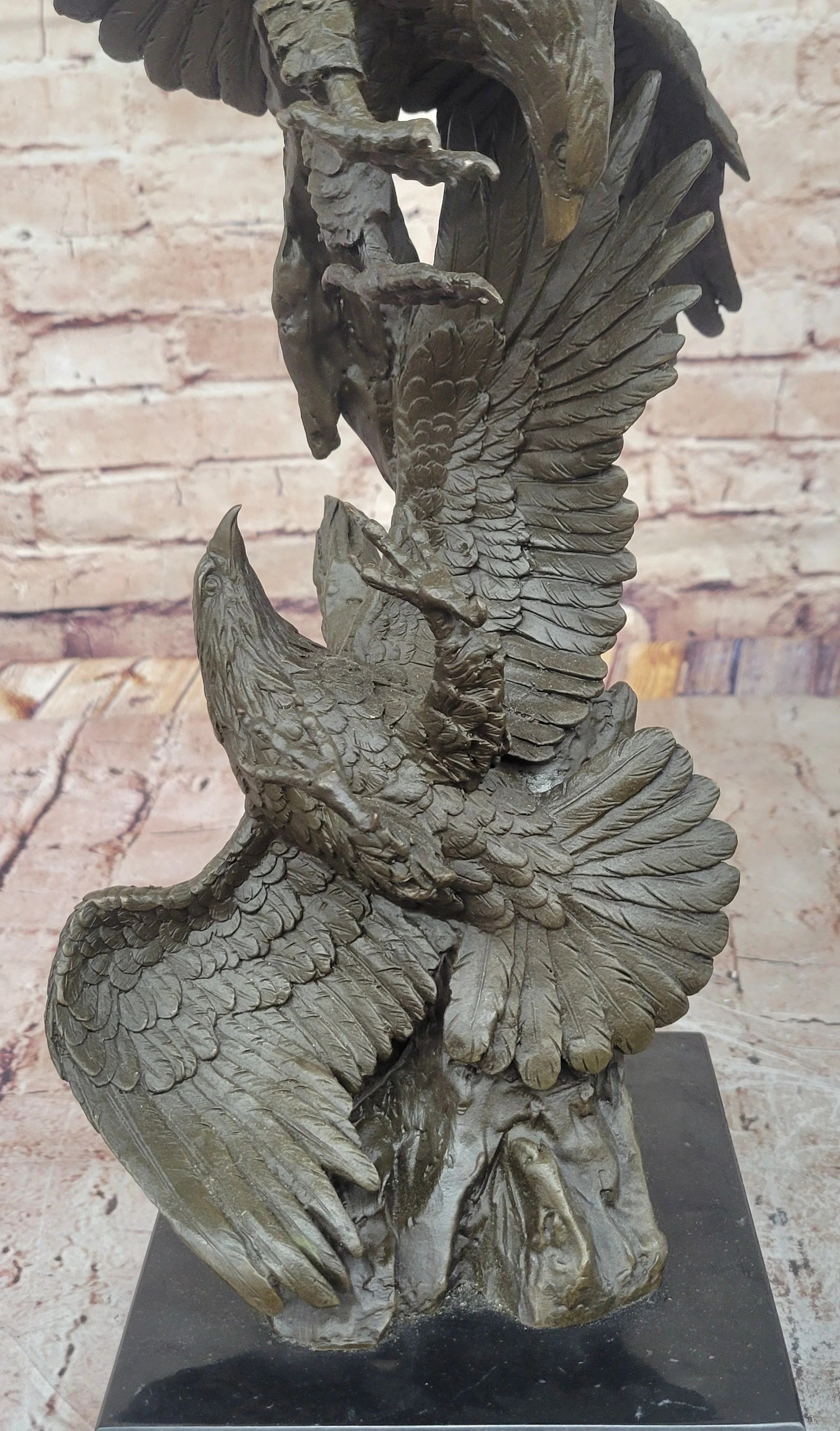 Two American Bald Eagles Fighting Bronze Sculpture Statue Decor Signed Original Art - Image 6