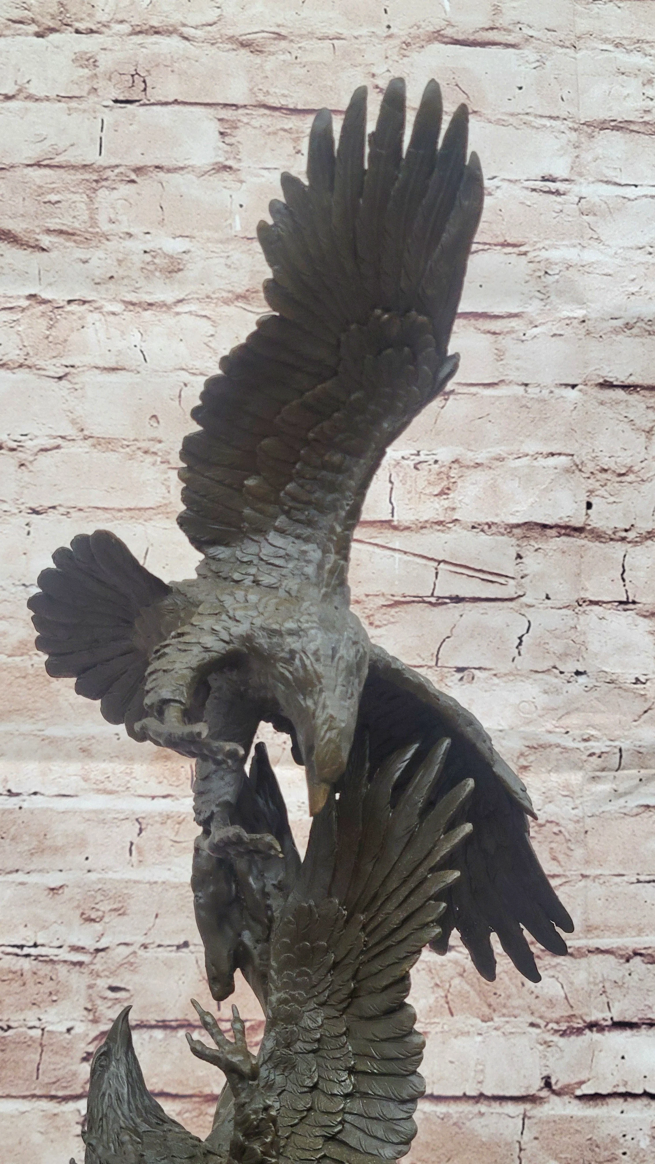 Two American Bald Eagles Fighting Bronze Sculpture Statue Decor Signed Original Art - Image 7
