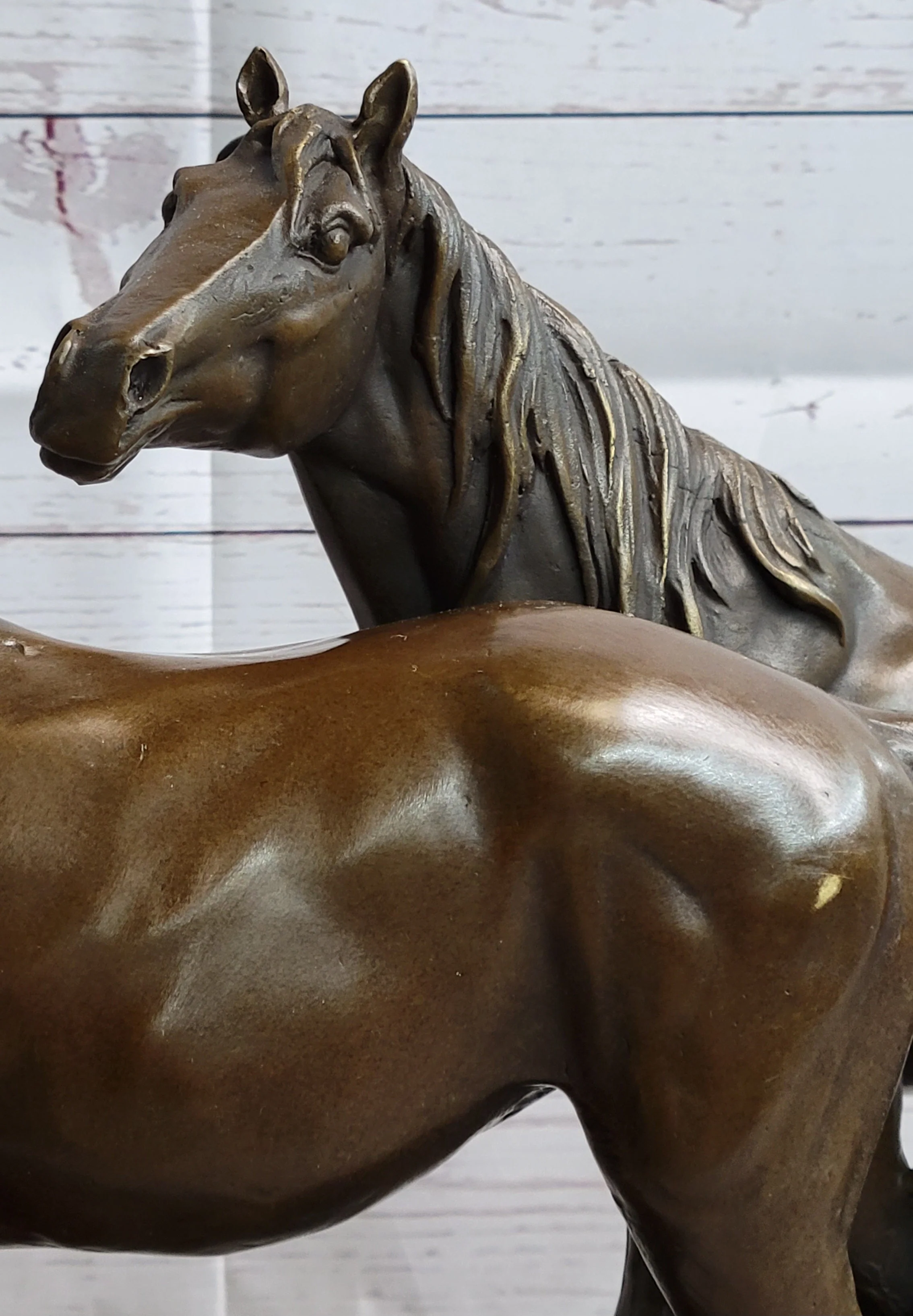 Two Horses Bronze Metal Statue Sculpture after PJ Mene on Marble Base - Image 8