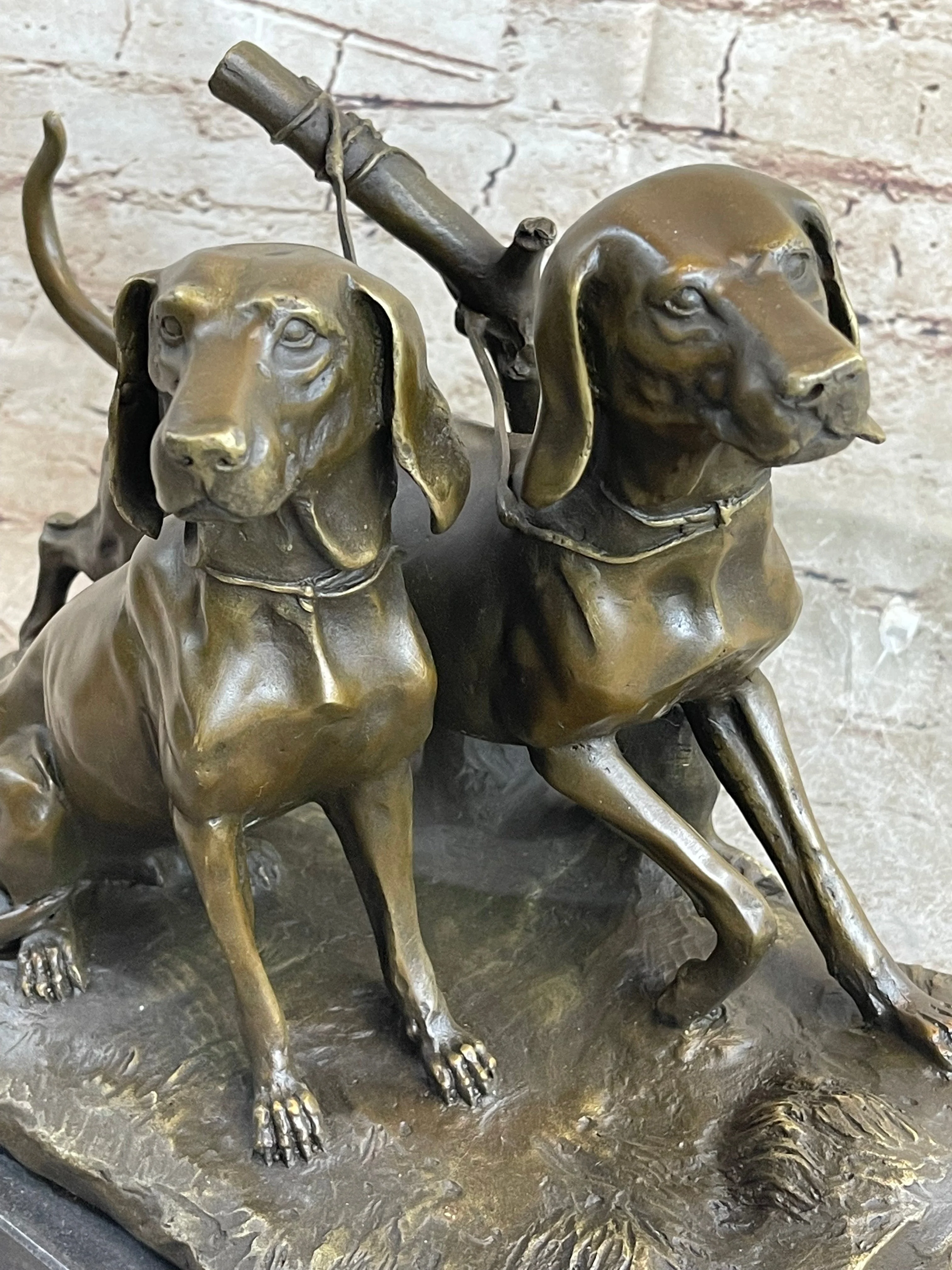 Two Large Vizsla Dog Dogs Animal House Pet by Debut Bronze Marble Sculpture Gift - Image 7