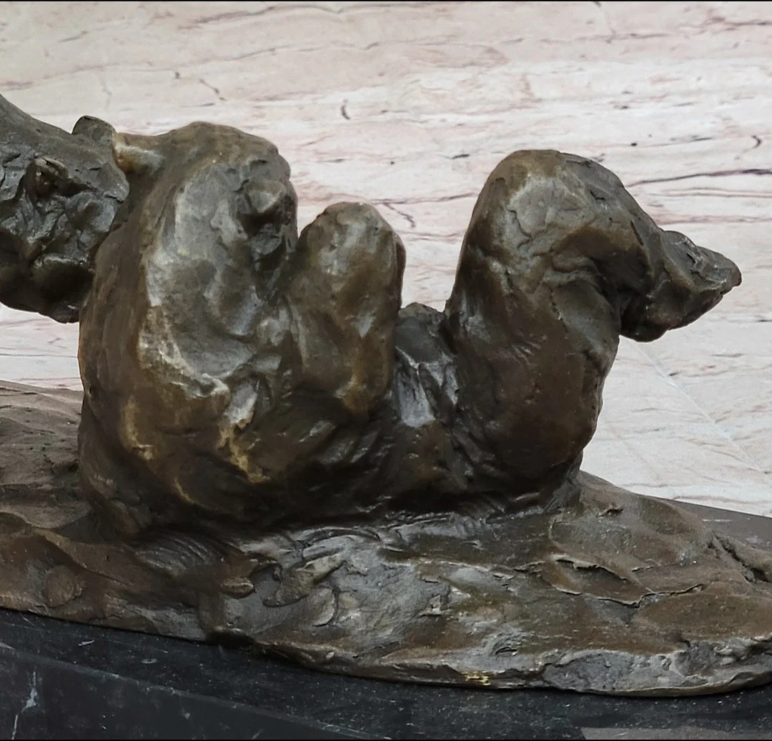 Two Playful Bears Bronze Sculpture Statue Bear Figure on Marble Base by Milo - Image 9