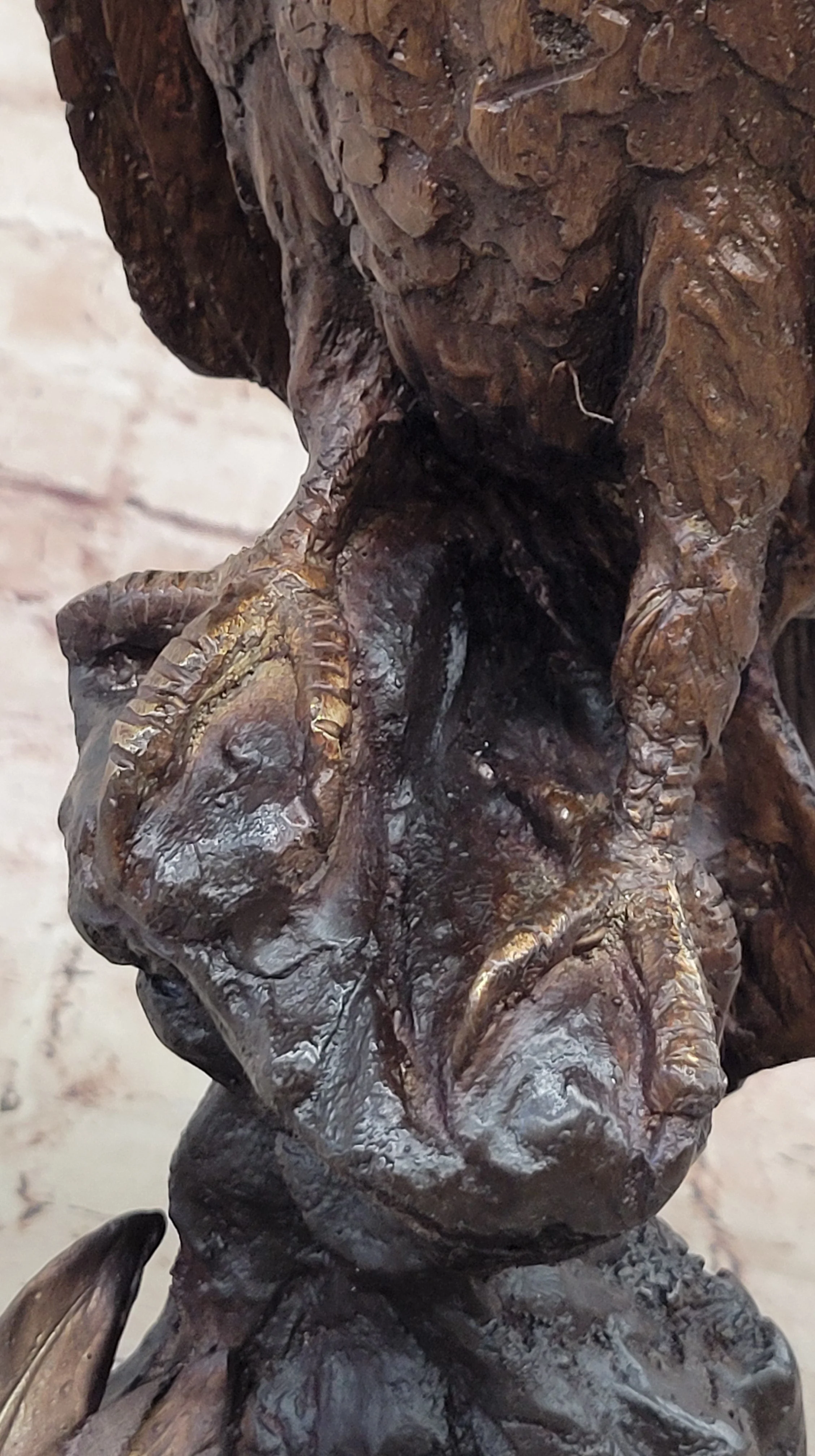 Two Tone American Bald Eagle Bronze Statue Sculpture Figure Marble Base 18" x 9" - Image 8