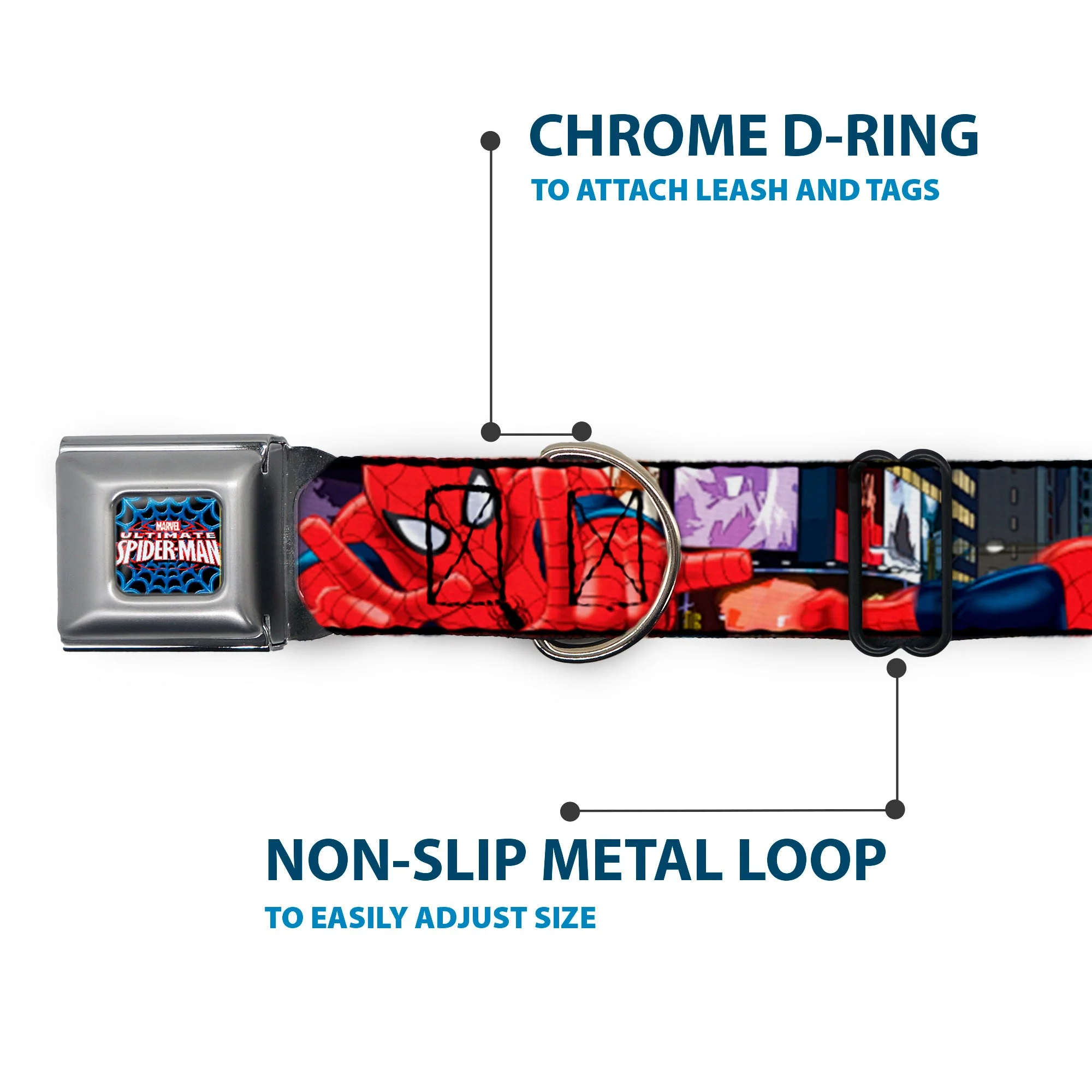 ULTIMATE SPIDER-MAN Ultimate Spider-Man Web Full Color Seatbelt Buckle Collar - THE ULTIMATE SPIDER-MAN Swinging City Poses - Image 5