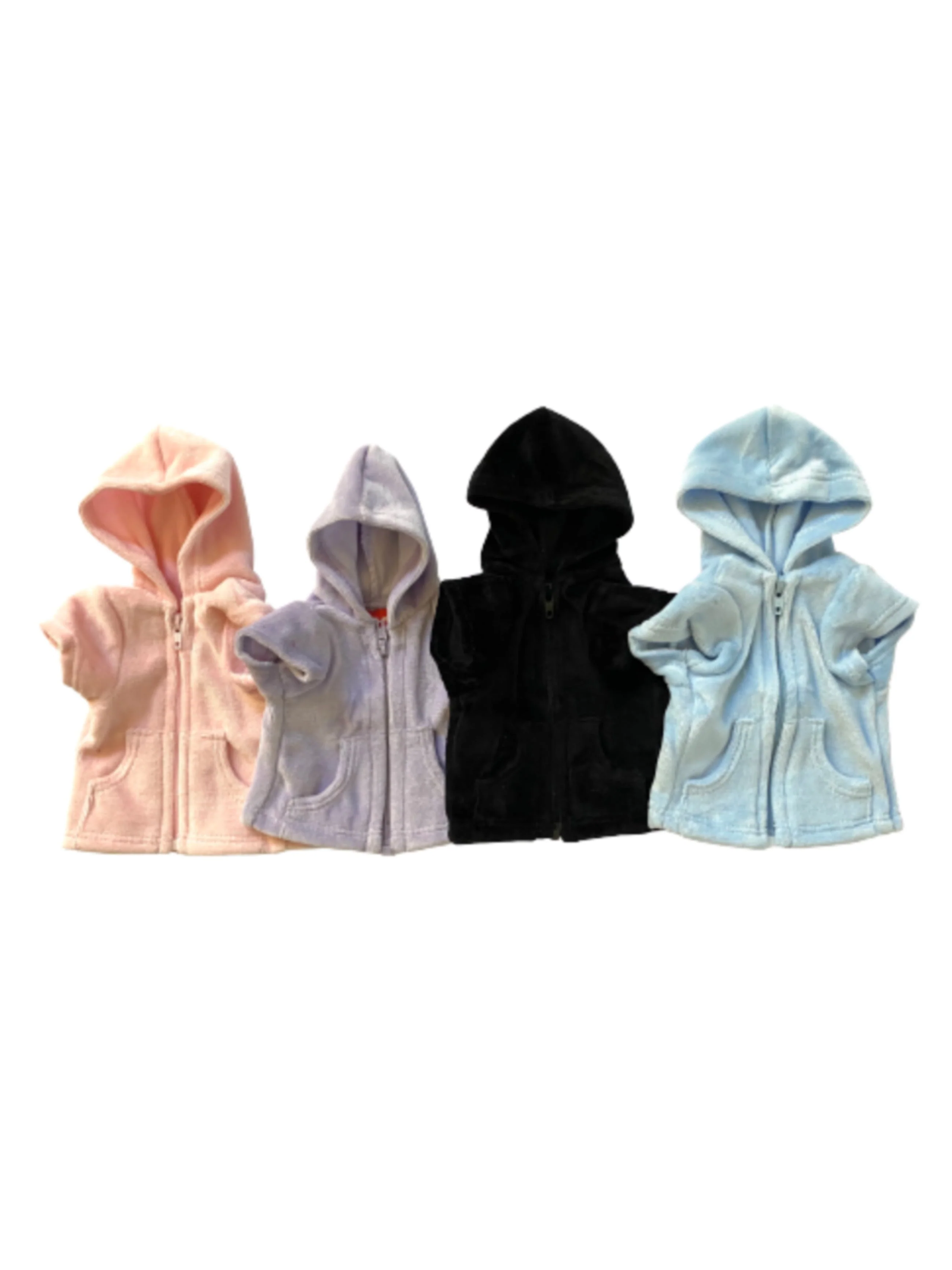 Velour Zip Front Hoodie, Lt. Pink - Image 2